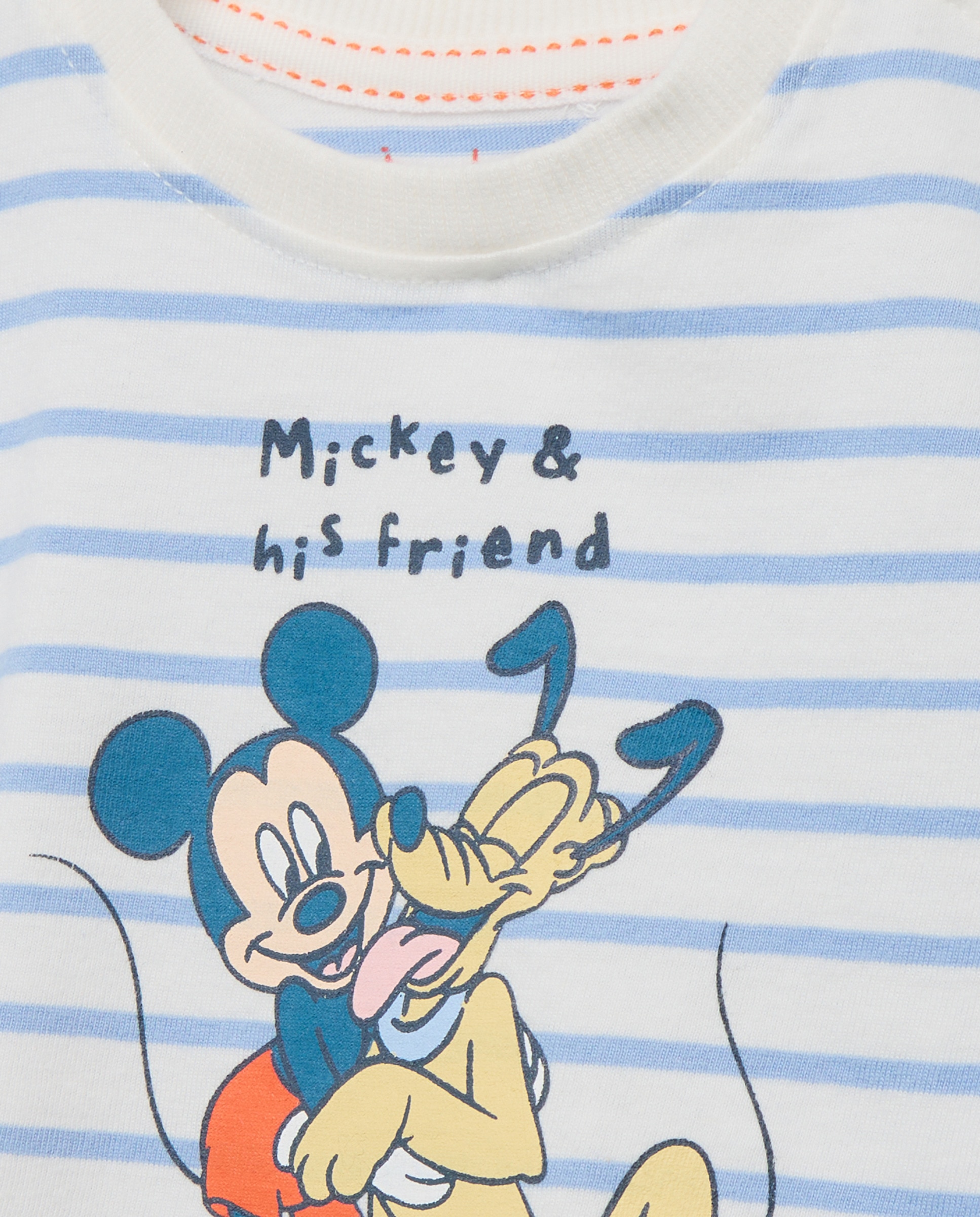 T-shirt de Manga Curta de Bebé com Estampado Mickey 410 Azul Claro-3