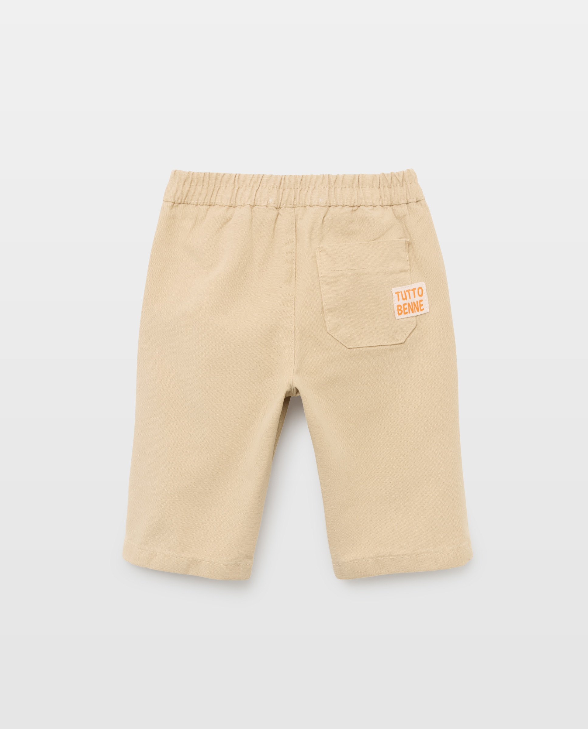 Calças de Lona Lisas de Bebé Bege-2
