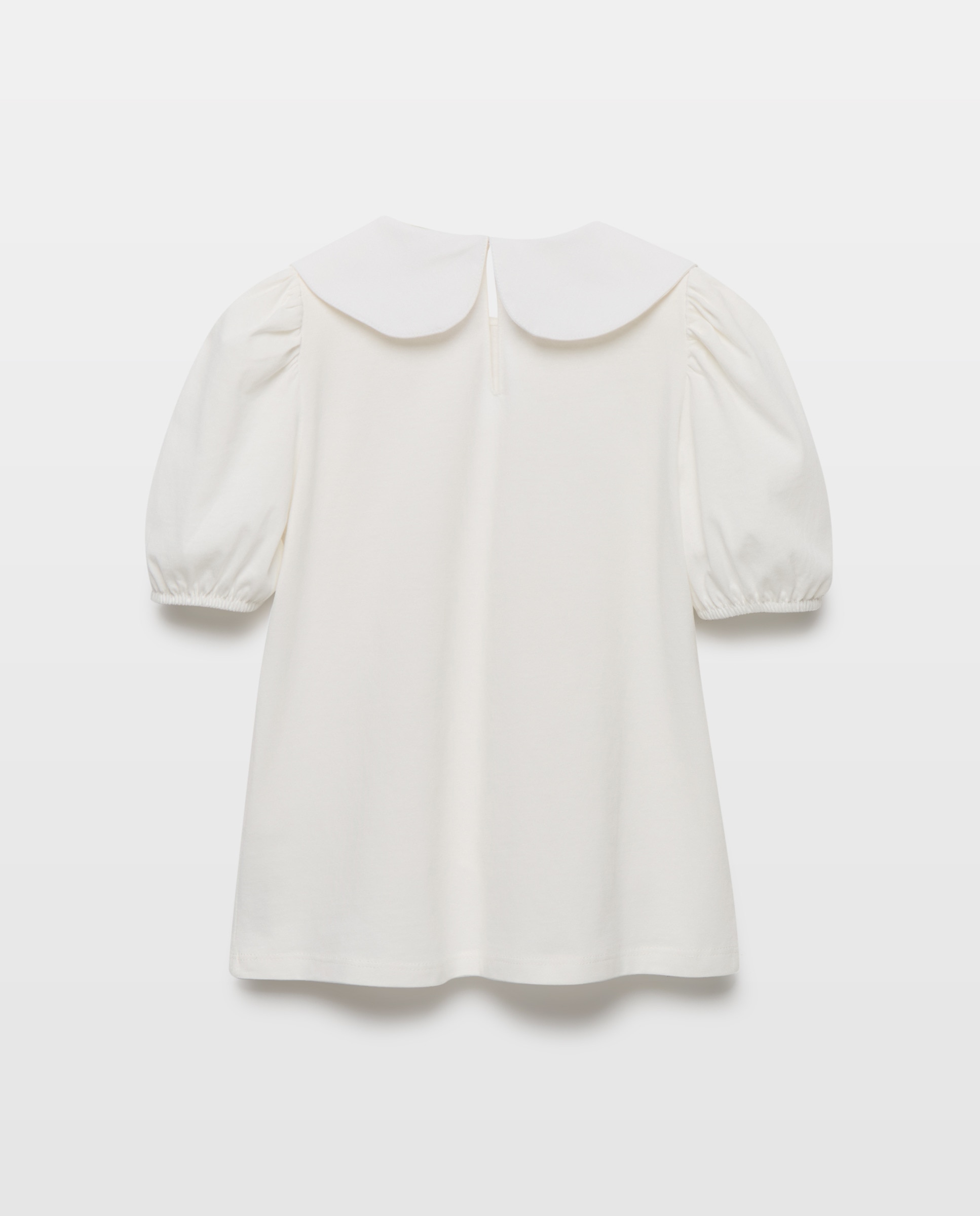 Camiseta niña con cuello y manga globo Blanco roto-2