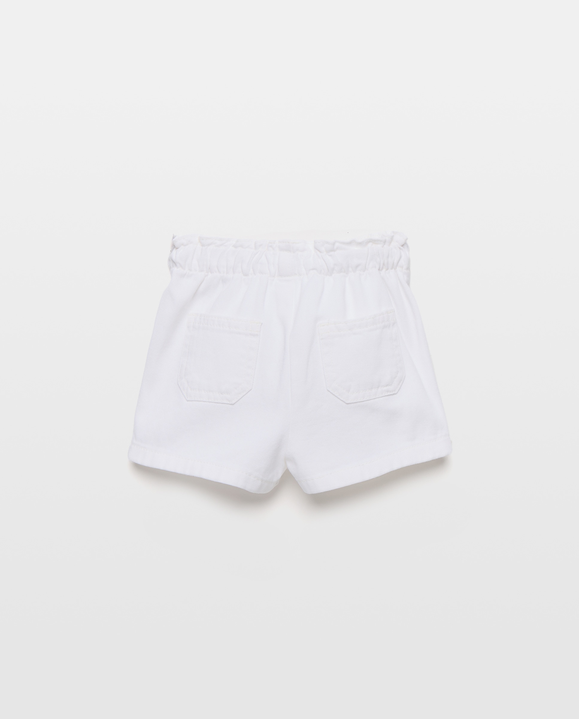 Short bebé niña papaerbag de twill Blanco-2