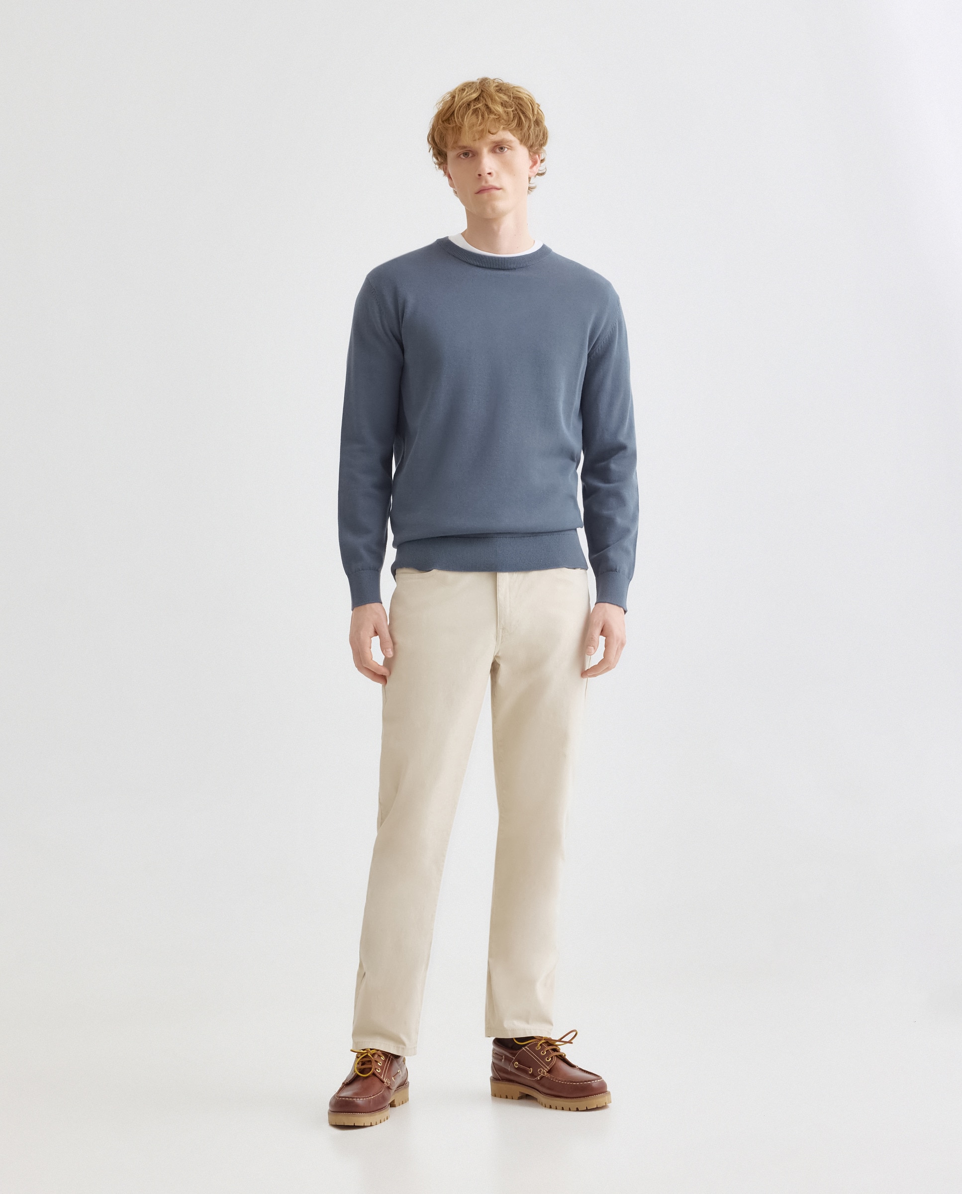 Jersey de hombre cuello caja liso algodón 100% 400 Azul-2