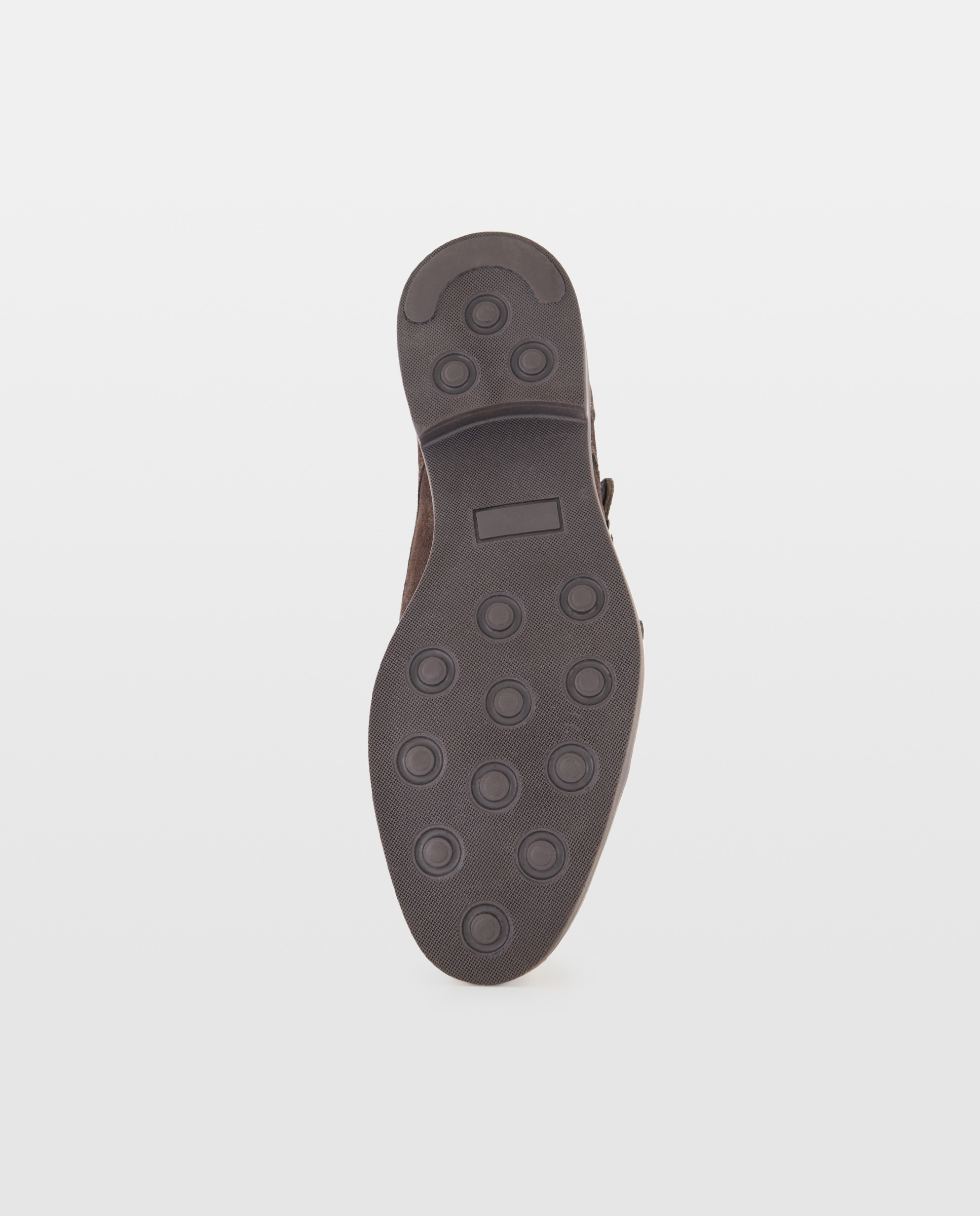 Zapato doble hebilla de serraje de hombre con piso de goma Marrón-6