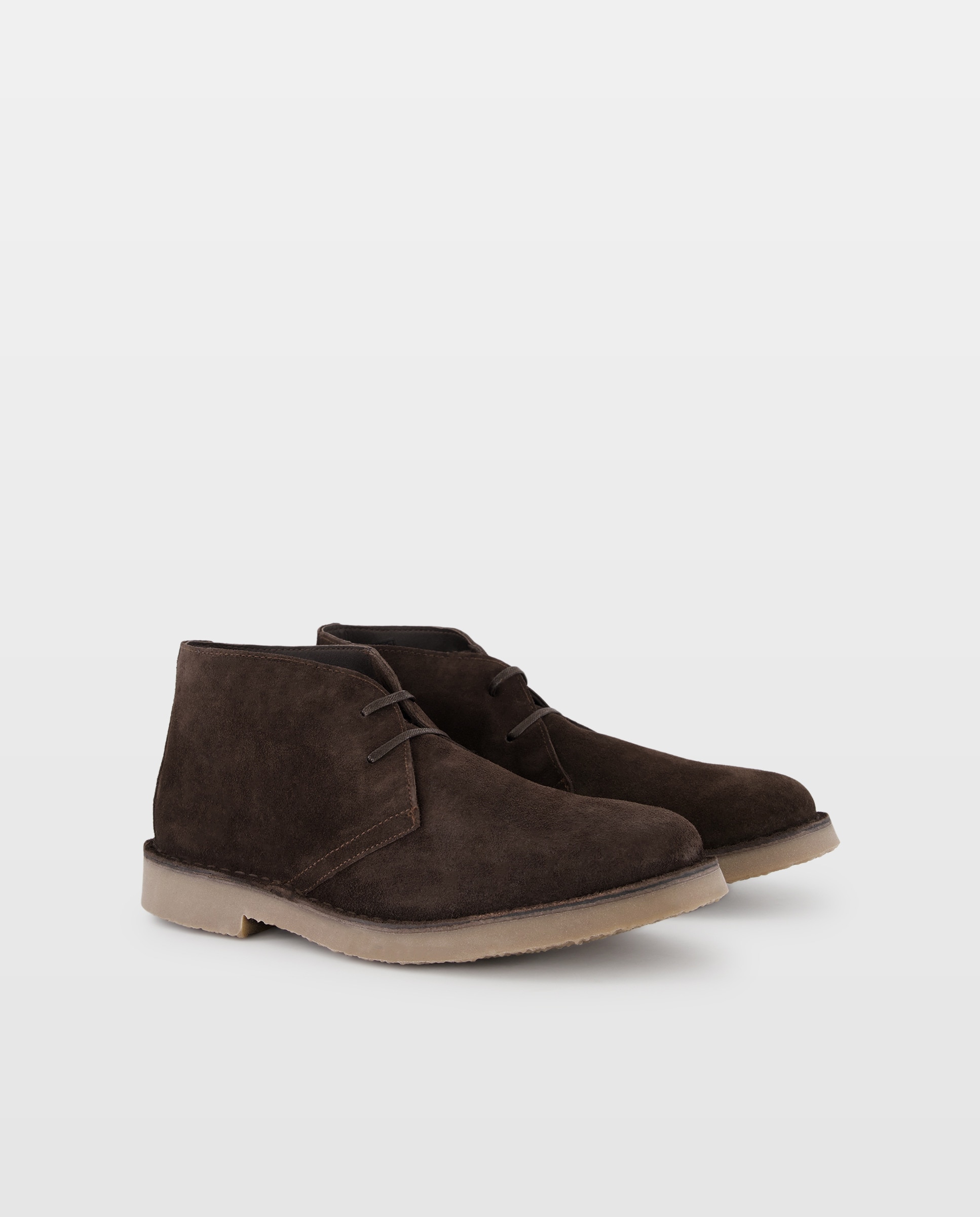 Bota cordones serraje con piso de goma Marrón-2