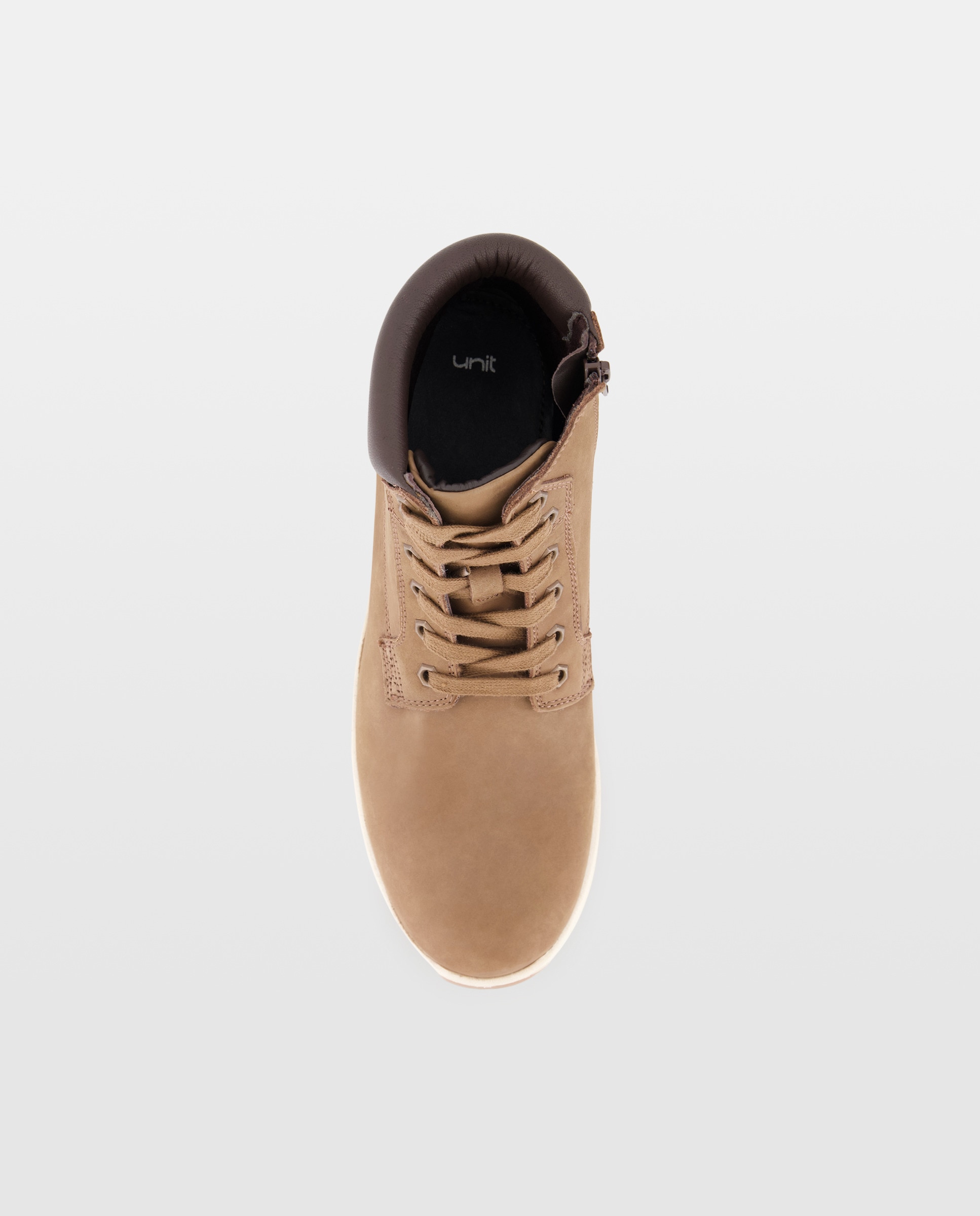 Bota cordones de nobuck de hombre con piso de goma Marrón-4