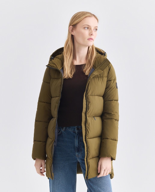 Imagem 0 de Sobretudo Acolchoado com Fecho de Correr, Capuz e Bolsos à Frente