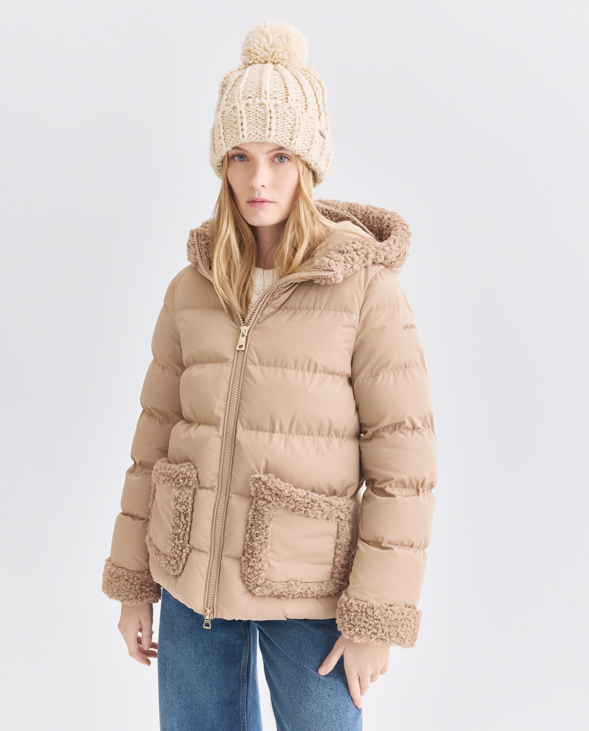 Parka Repelente à Água e Corta-Vento Bege-1