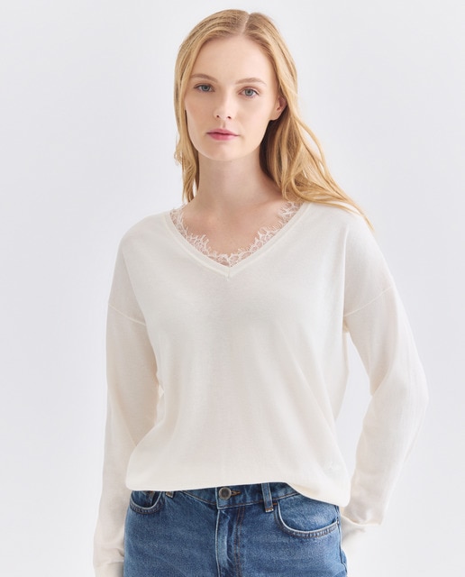 Imagem 0 de Camisola de Malha de Lã Virgem e Algodão com Manga Comprida