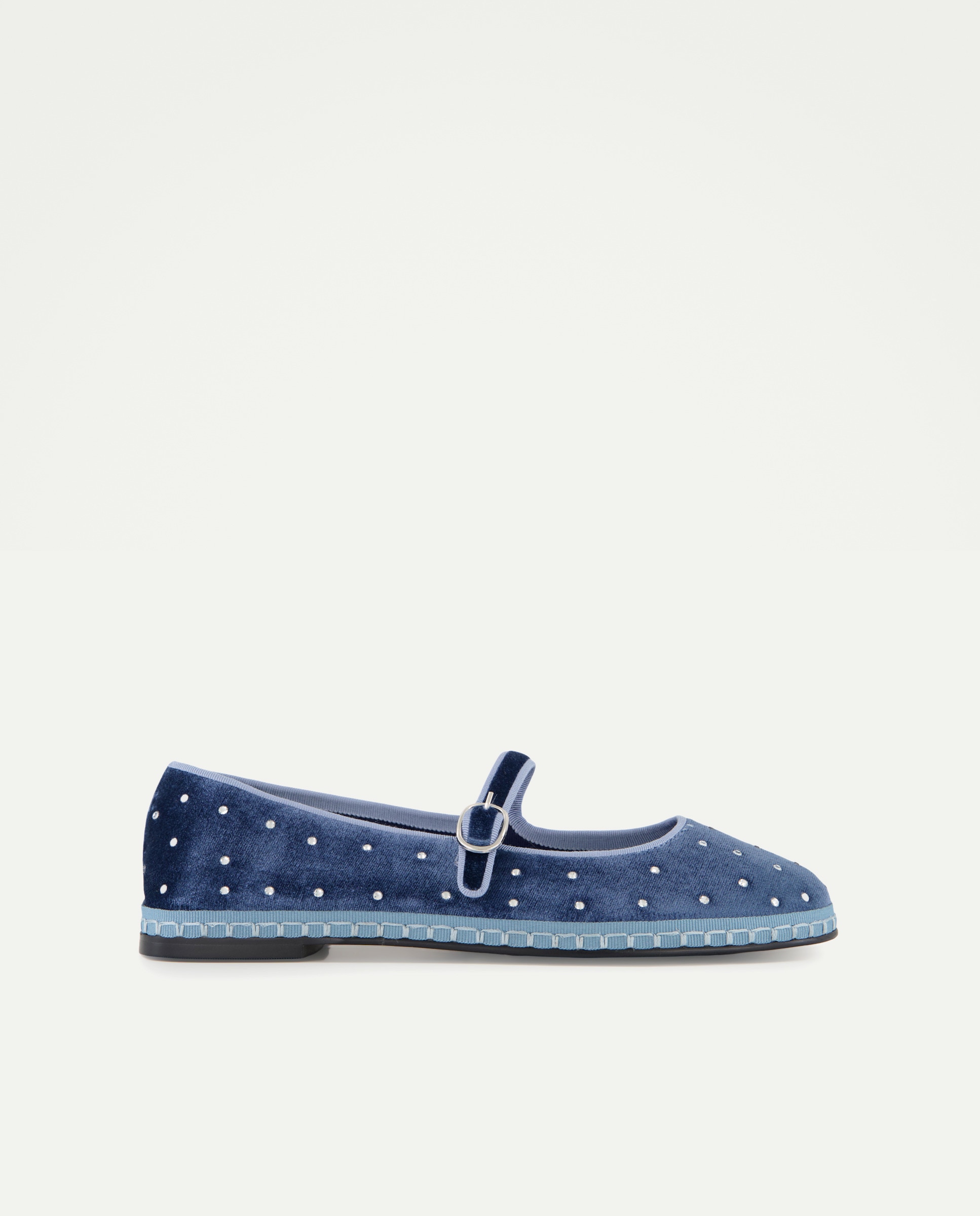Sapatos de Presilha com Pespontos na Sola e Brilhos 400 Azul-1