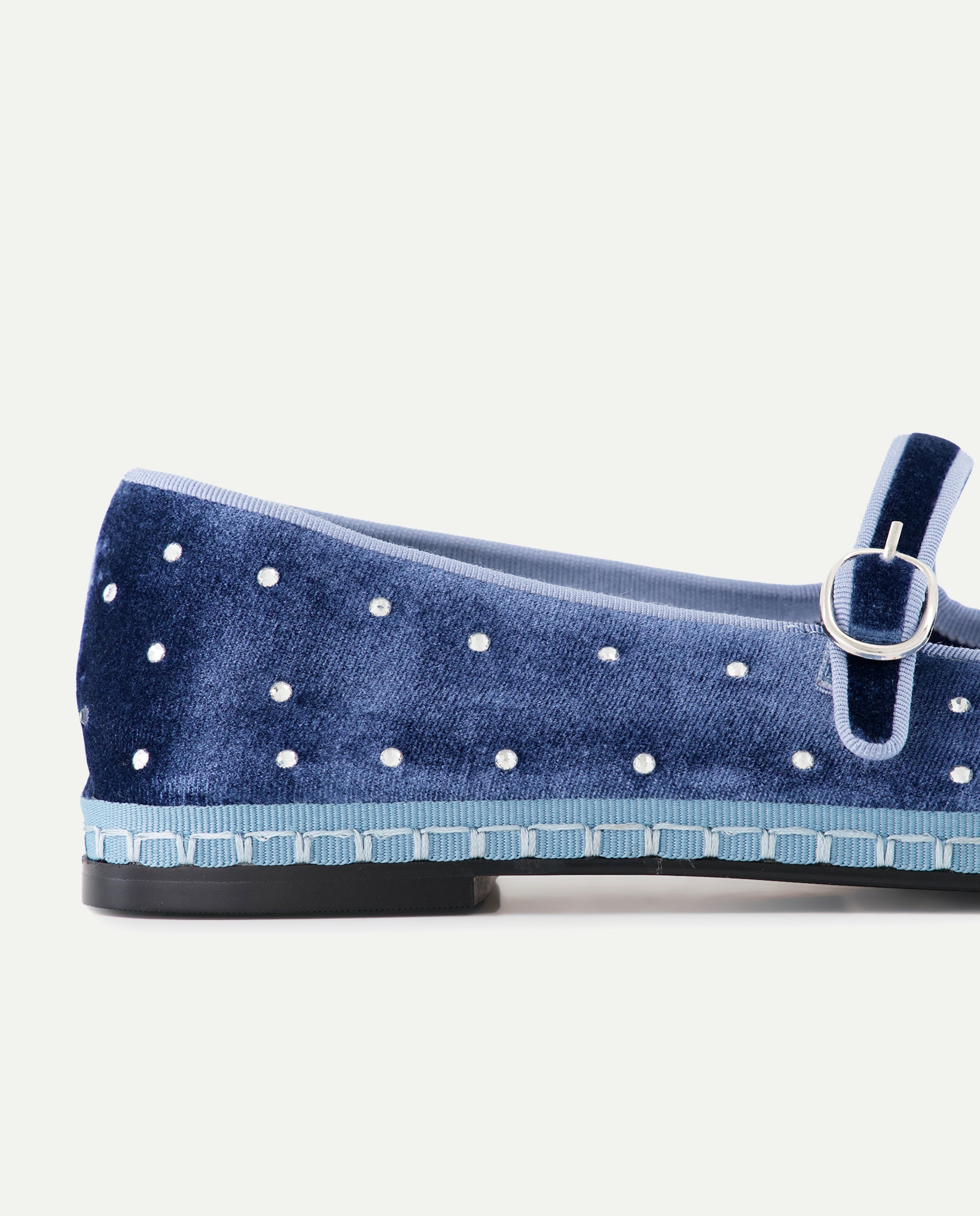 Sapatos de Presilha com Pespontos na Sola e Brilhos 400 Azul-5