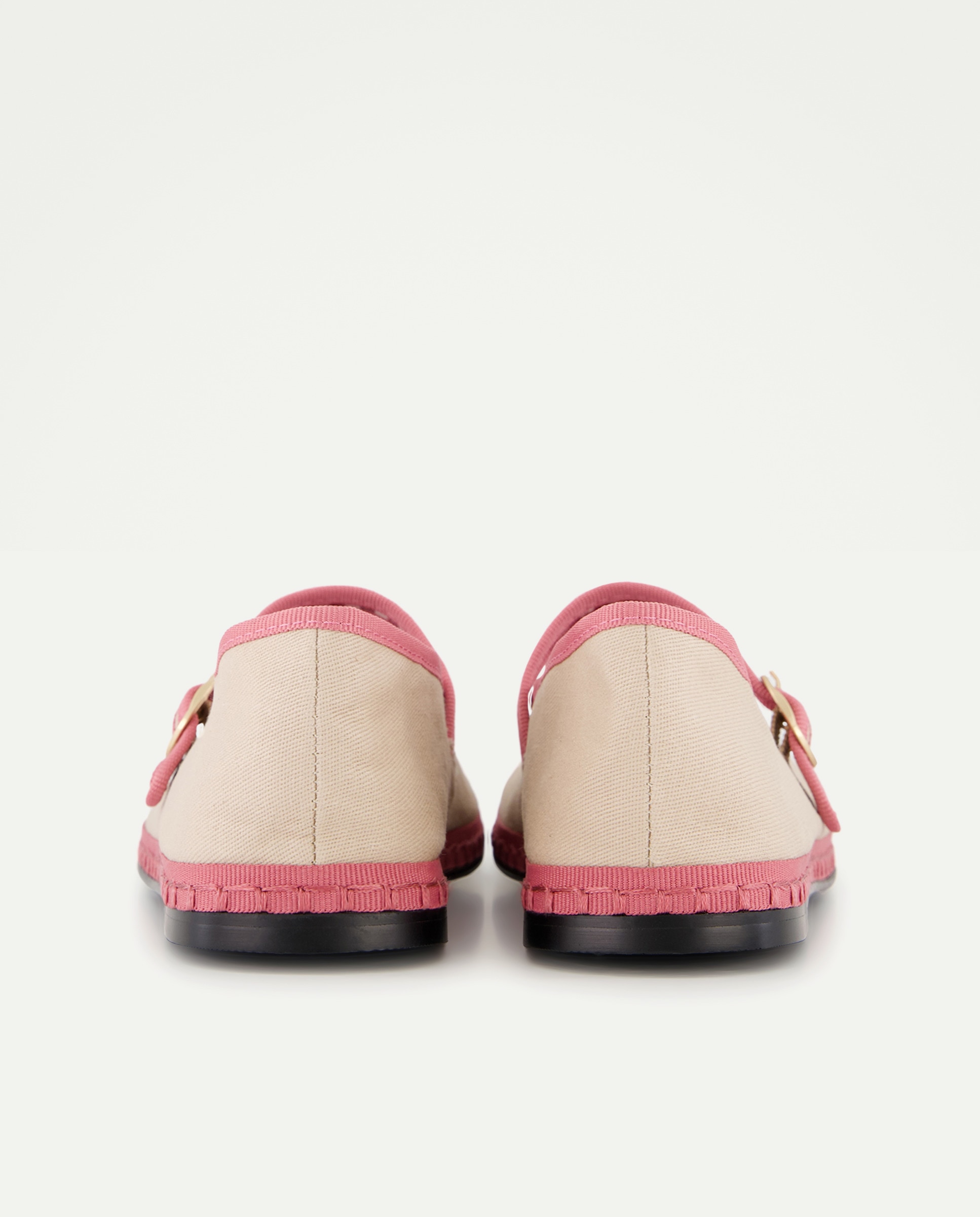 Sapatos de Presilha de Lona Fina com Pespontos em Contraste 200 Rosa-3