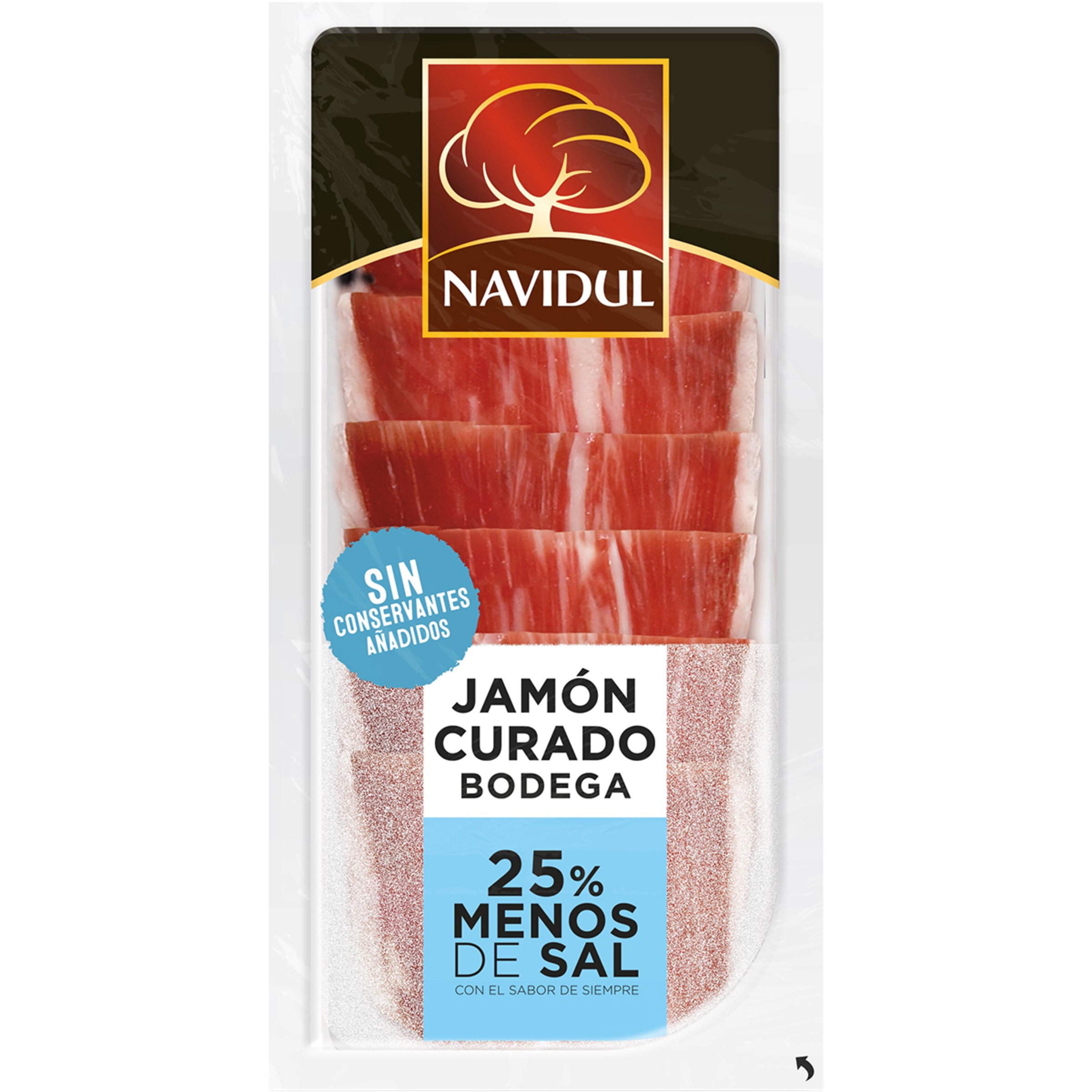 jamón curado 25% menos de sal en lonchas sin gluten sin lactosa envase 45 g