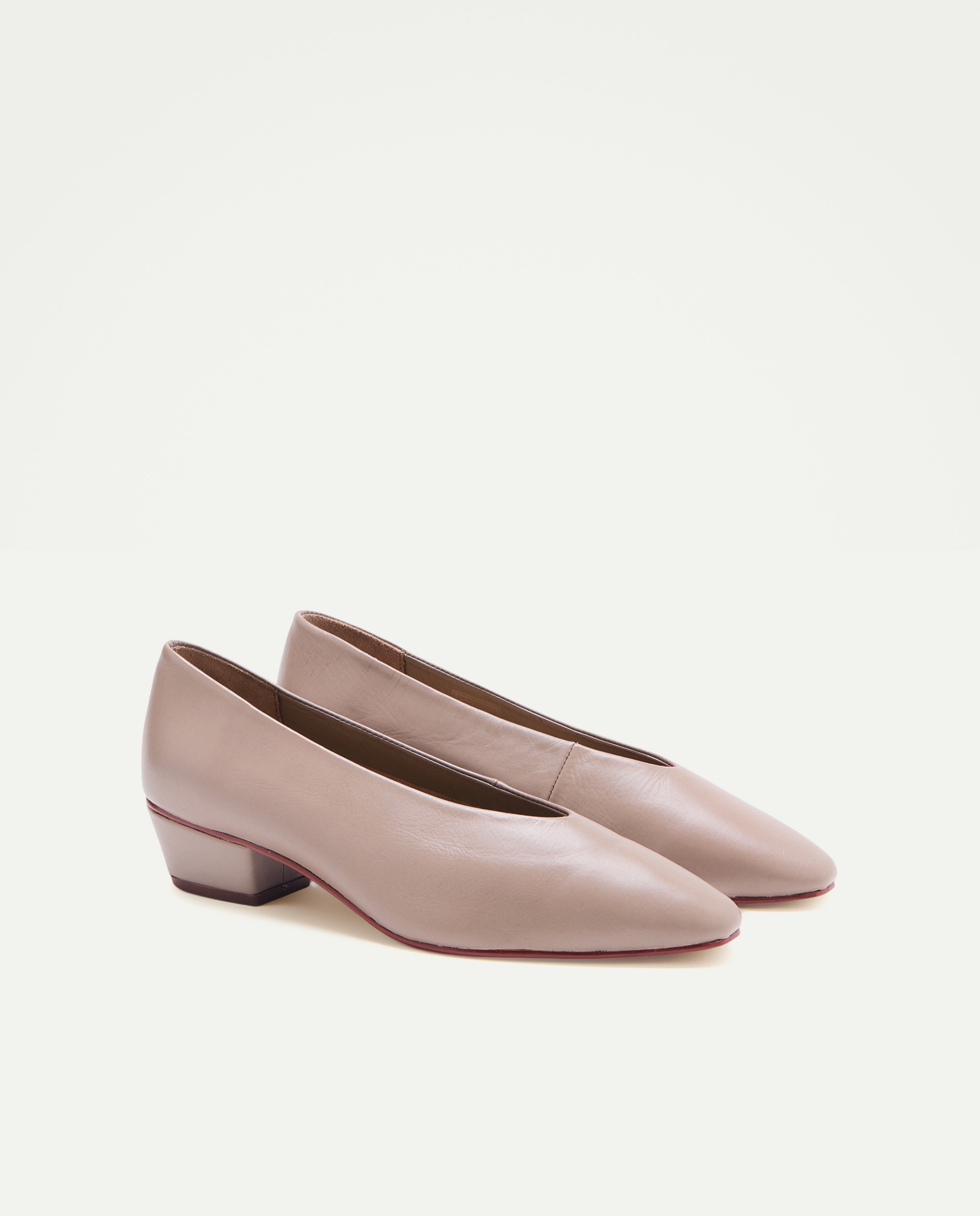 Bailarina de mujer de piel con tacón Gris claro-2