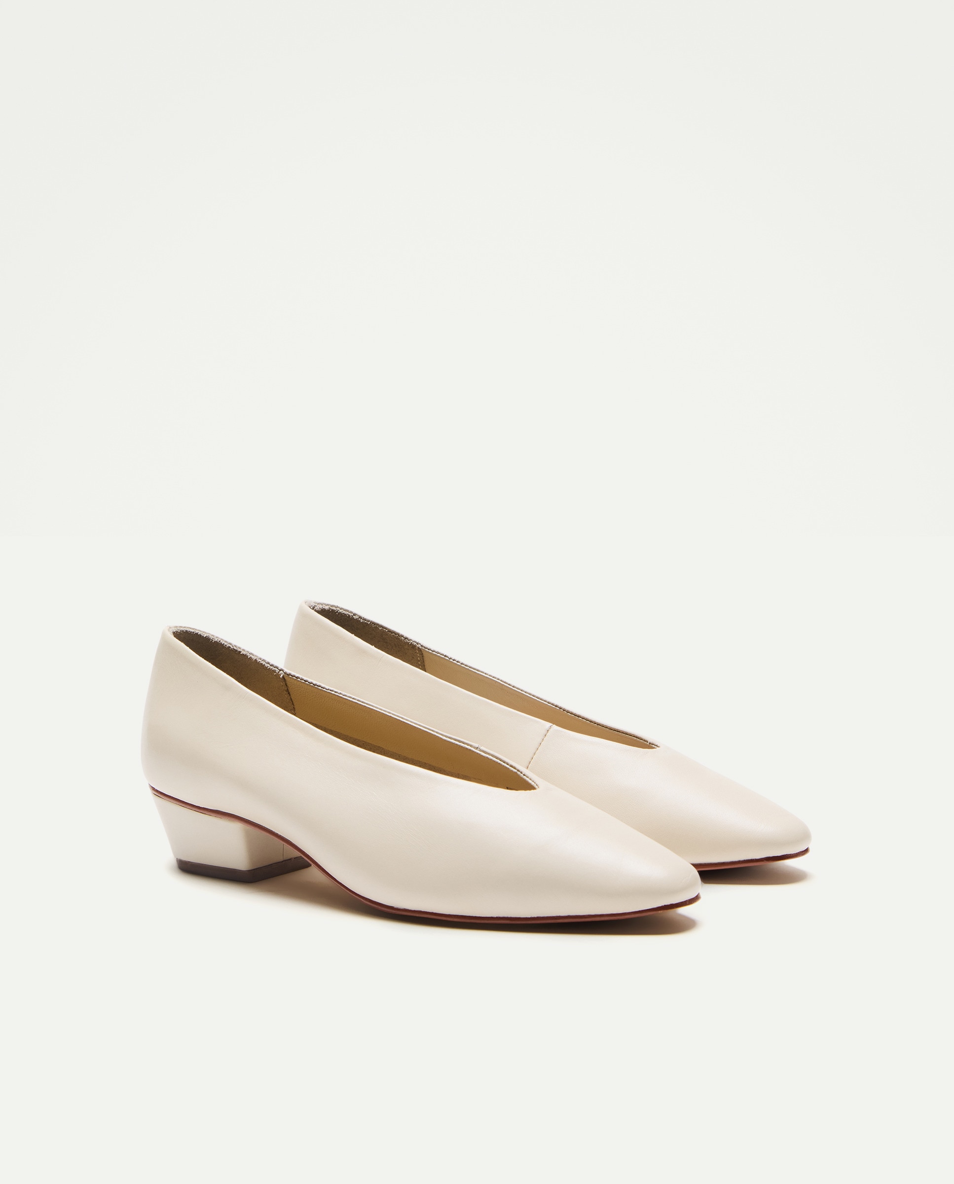 Bailarina de mujer de piel con tacón 120 Crudo-2