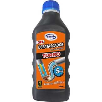 desatascador de tuberías en gel turbo atascos difíciles botella 500 ml - Chubb