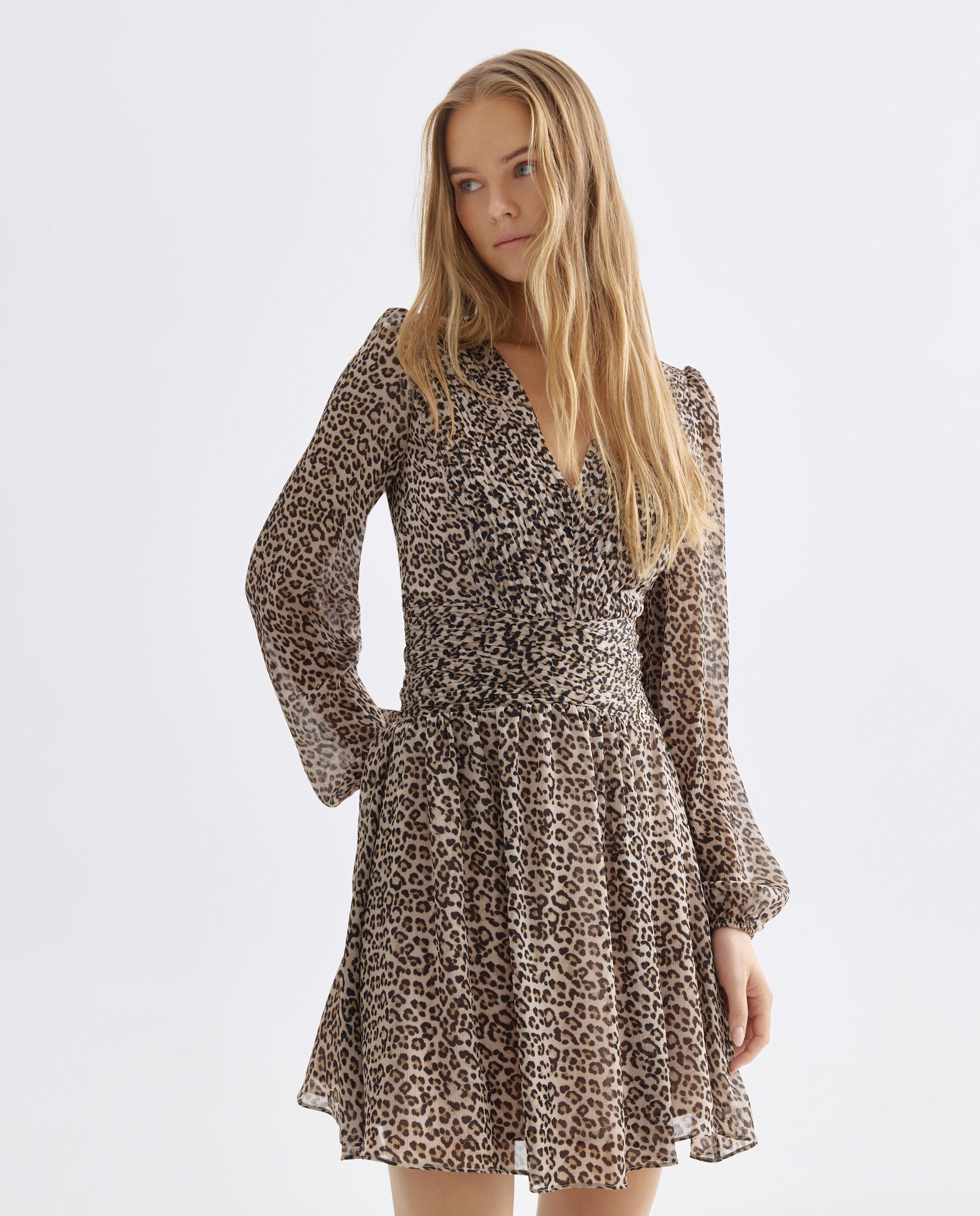 Vestido Curto de Manga Comprida Multicolor-2