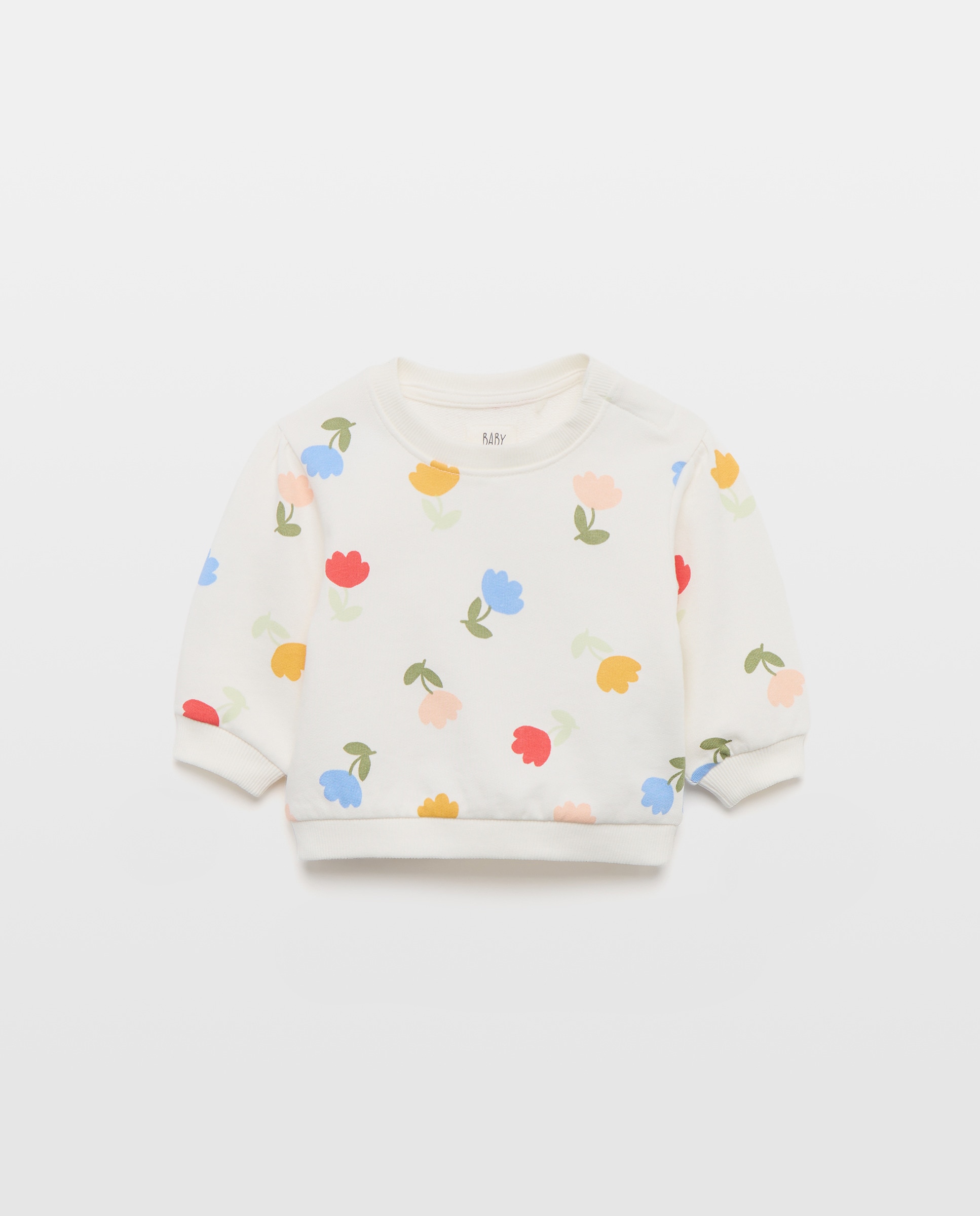 Sweatshirt Estampada de Bebé com Decote Redondo Branco-1