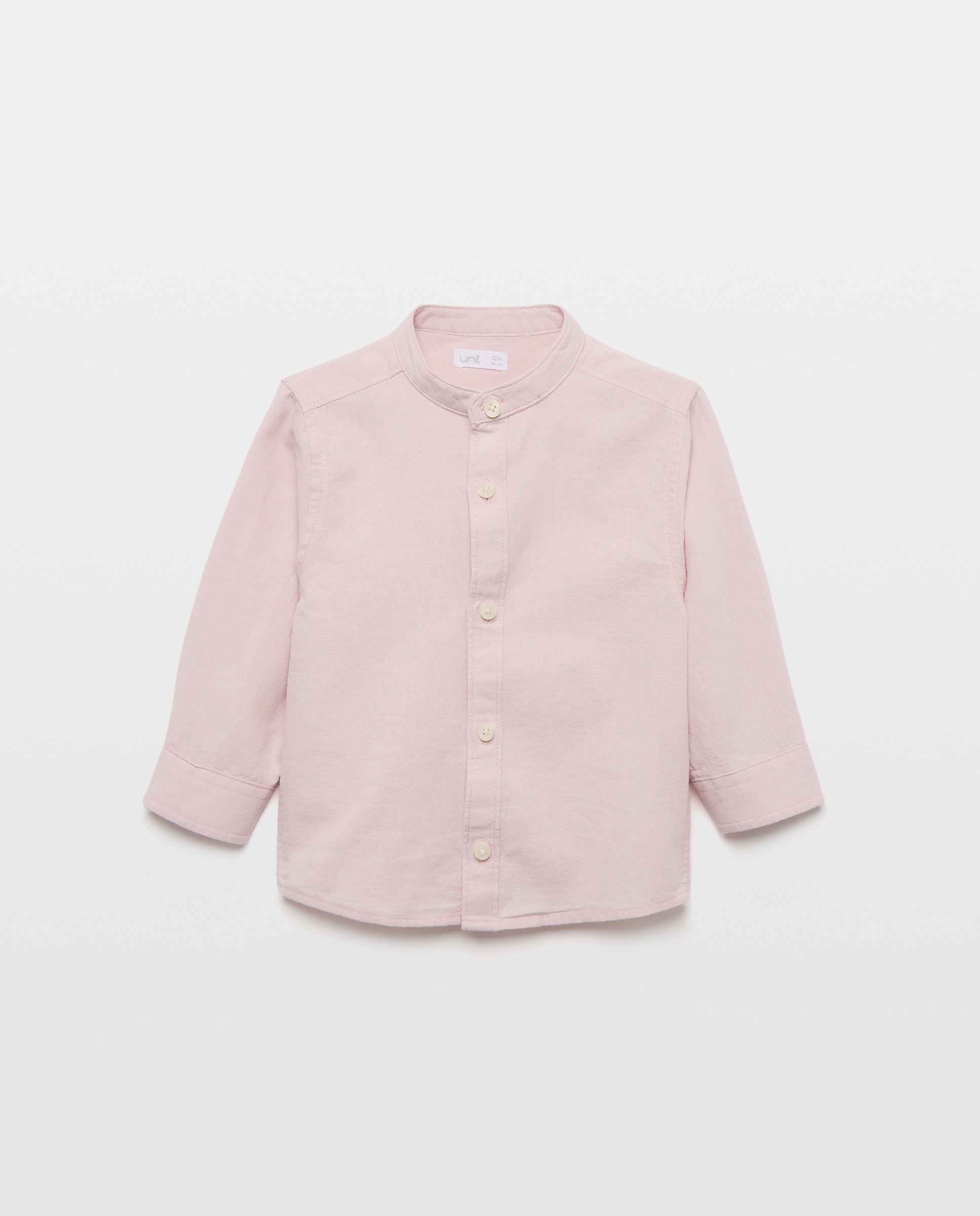 Imagen 0 de Camisa de bebé algodón-lino cuello mao lisa