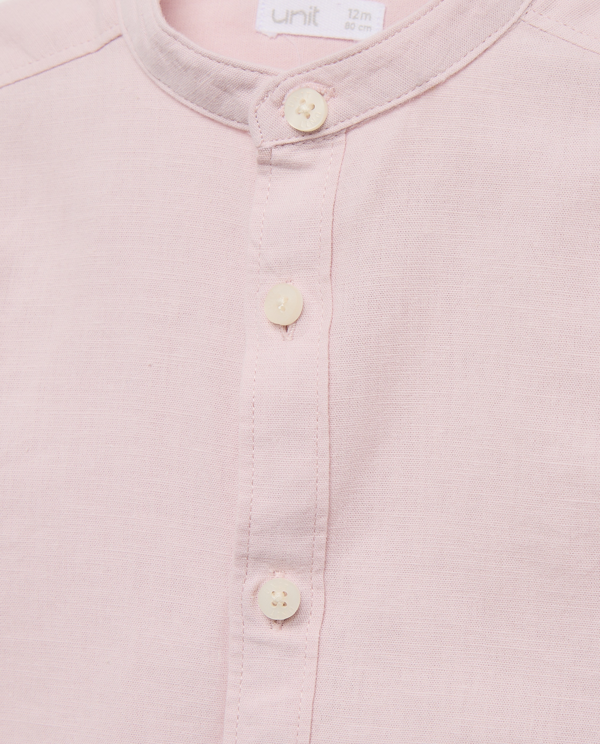 Camisa de bebé algodón-lino cuello mao lisa 284 Lila-3