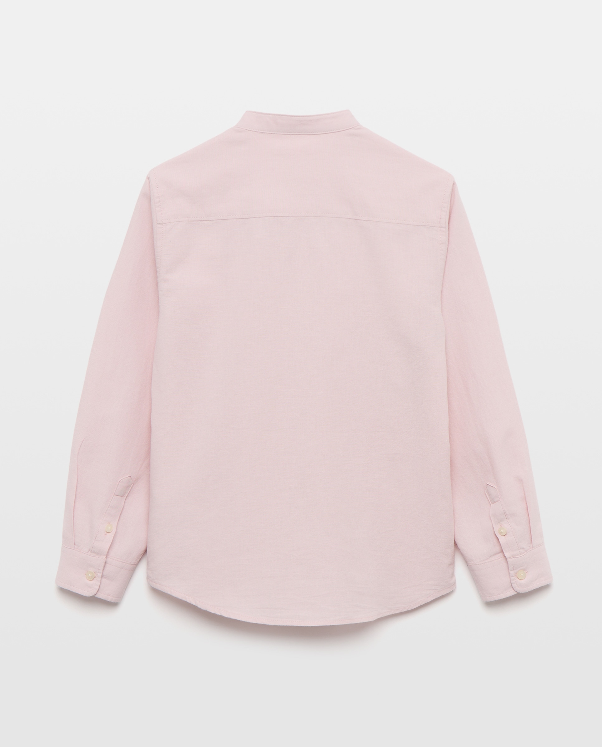 Camisa de niño algodón-lino cuello mao lisa 284 Lila-2