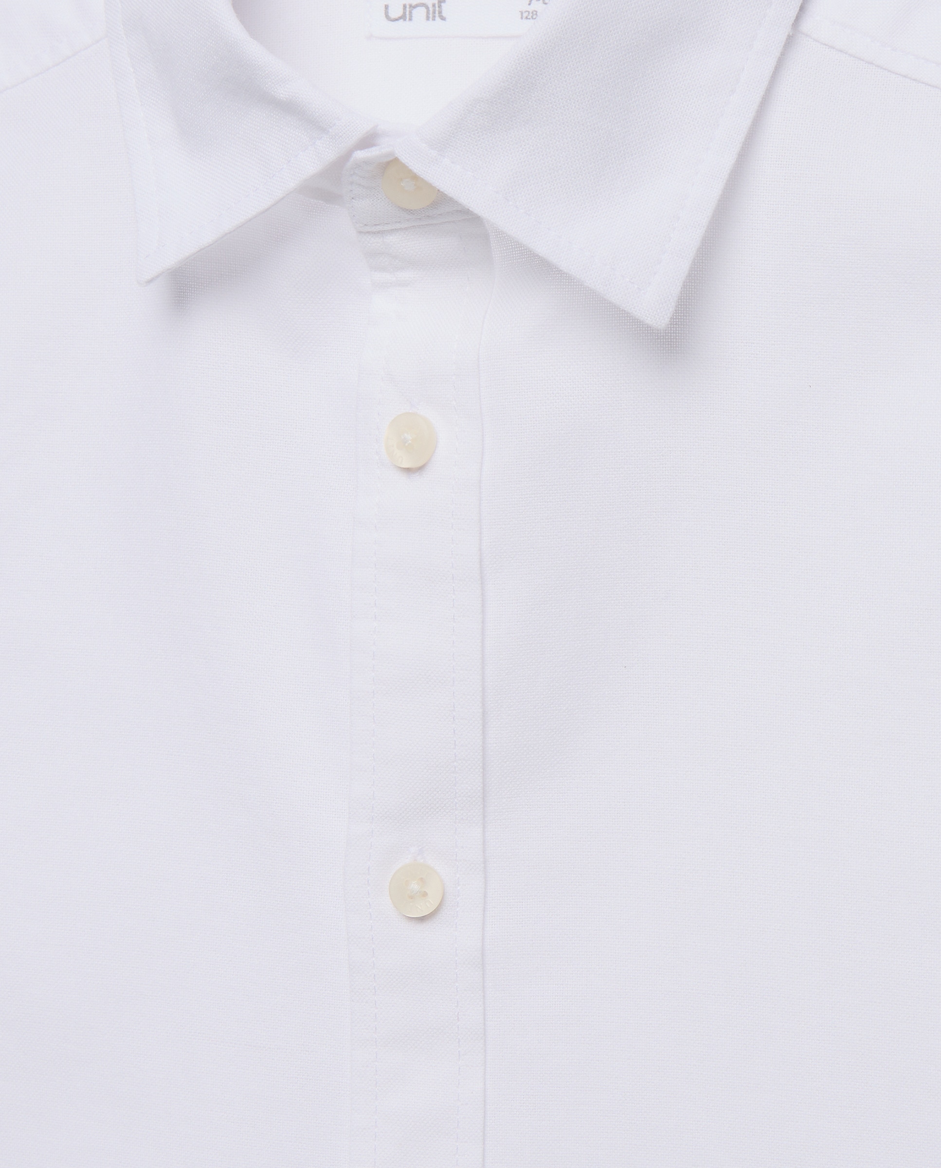 Camisa de niño oxford lavado lisa Blanco-3