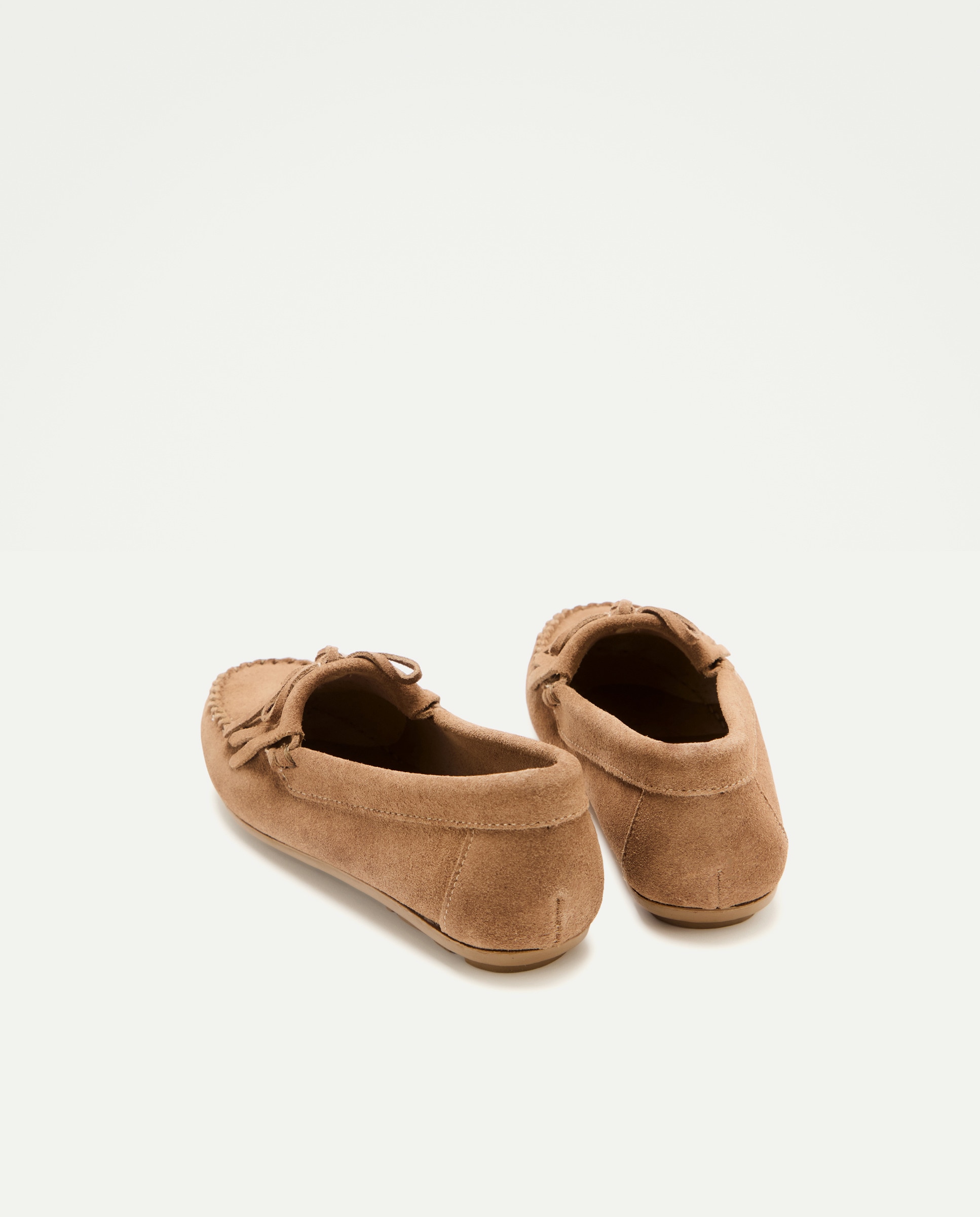 Mocasín de niña con flecos Beige-3