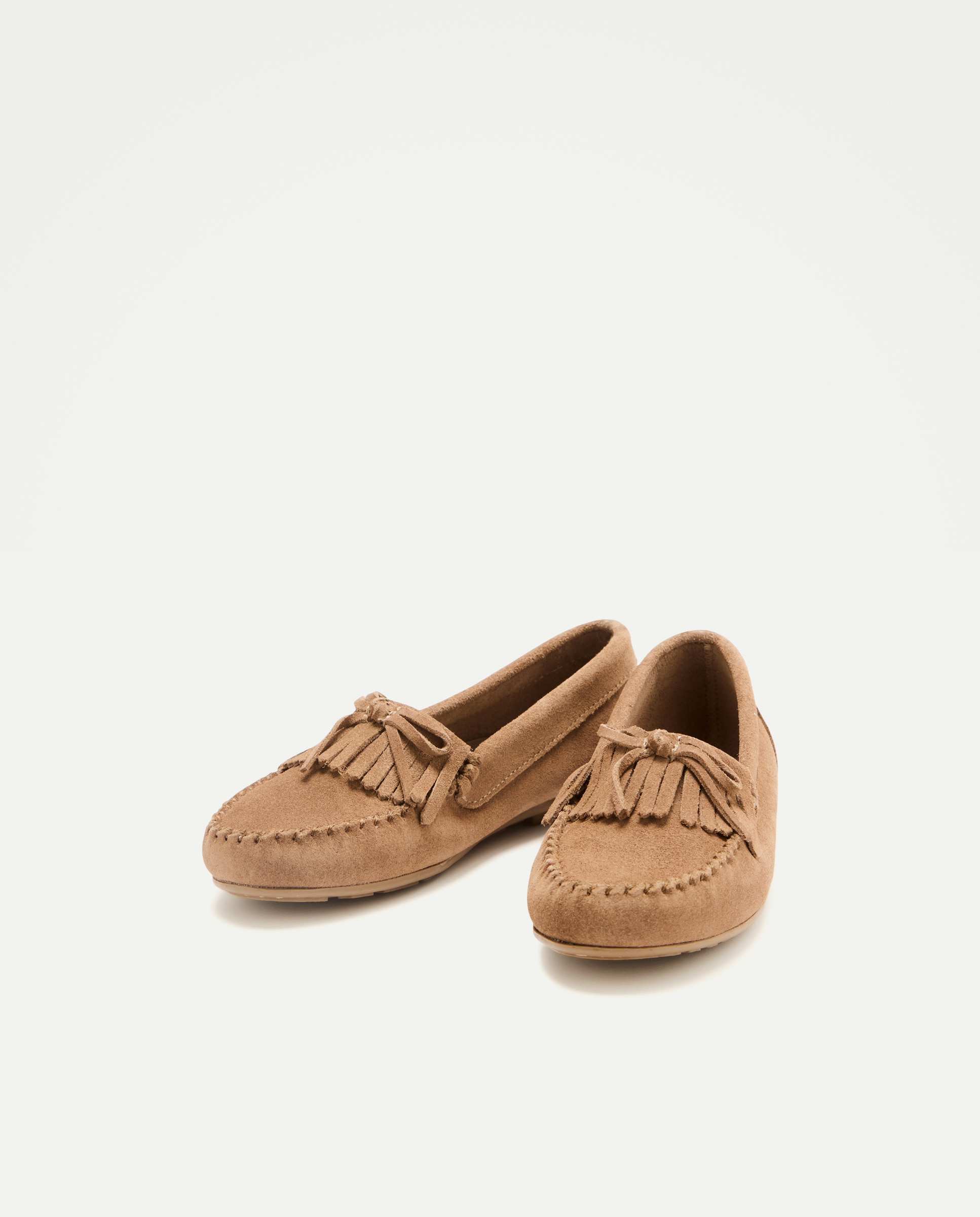 Mocasín de niña con flecos Beige-2