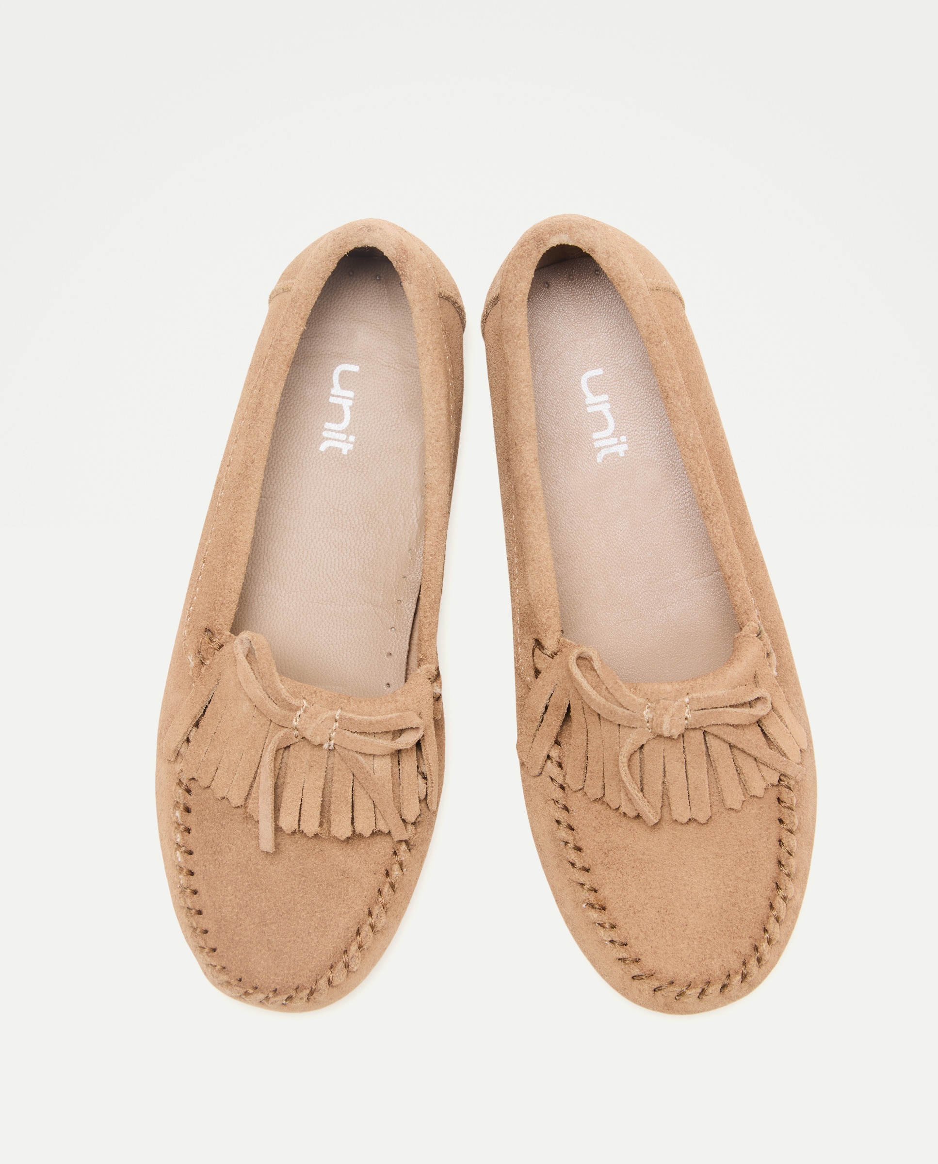 Mocasín de niña con flecos Beige-5