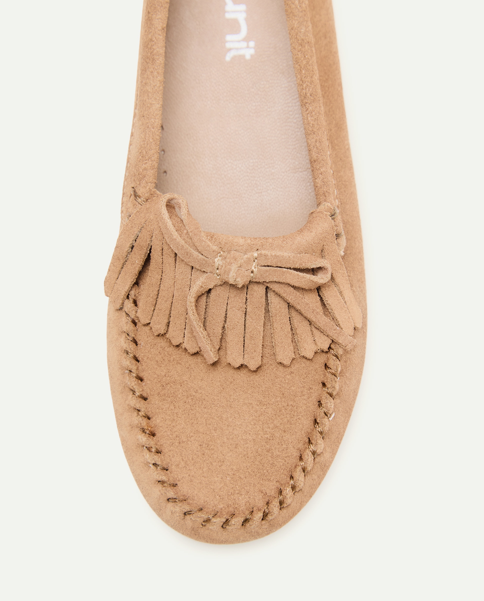 Mocasín de niña con flecos Beige-4