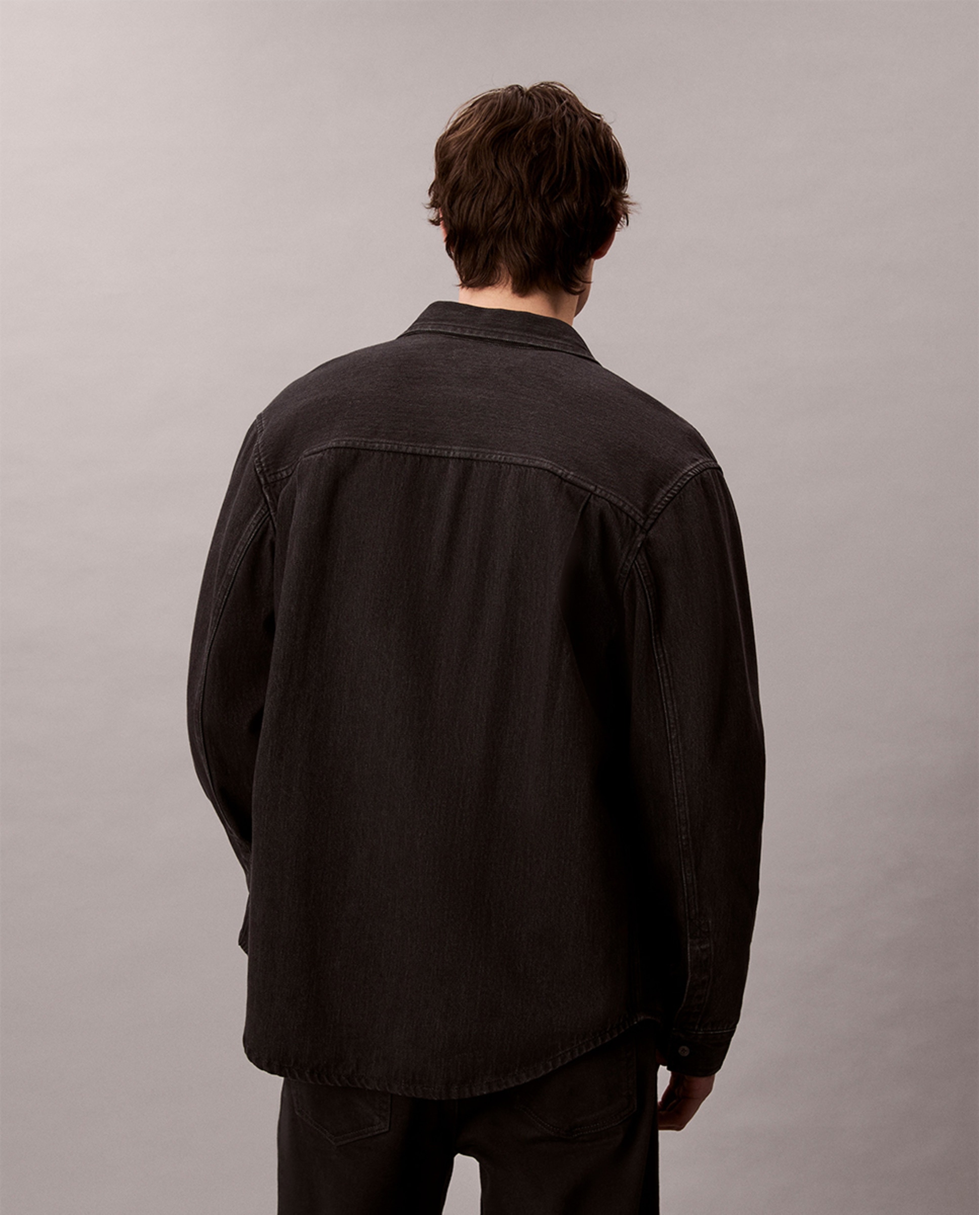 Camisa Clássica de Manga Comprida Preto-2