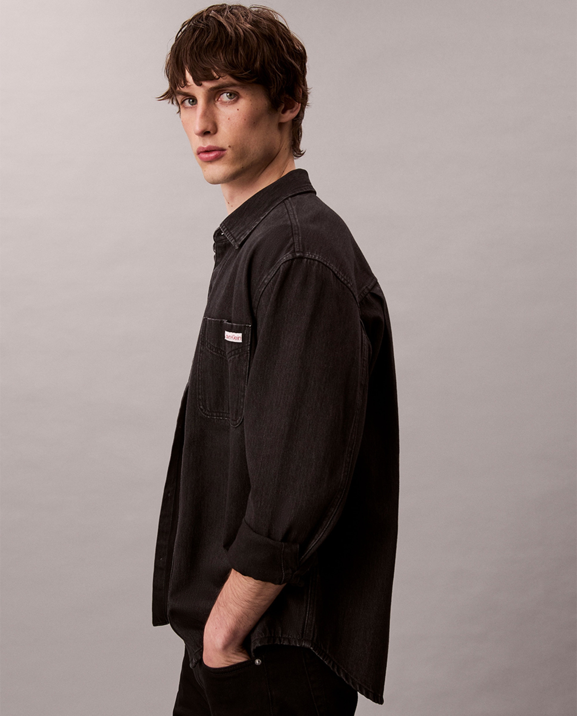 Camisa Clássica de Manga Comprida Preto-5