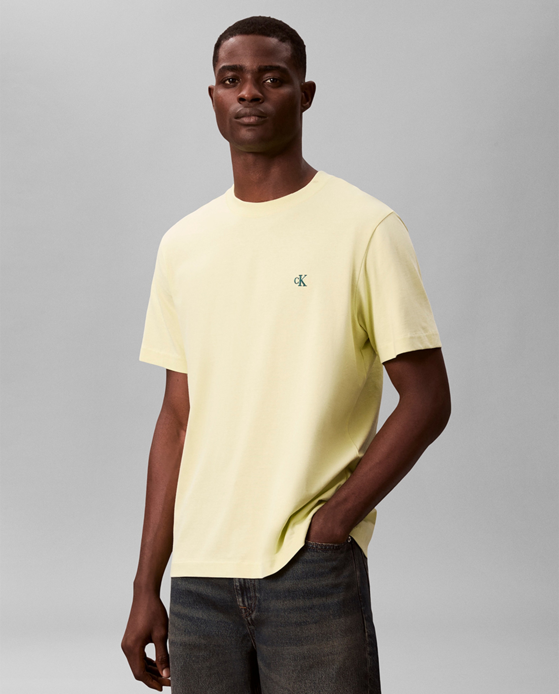 T-shirt com Logótipo de Monograma Amarelo-1