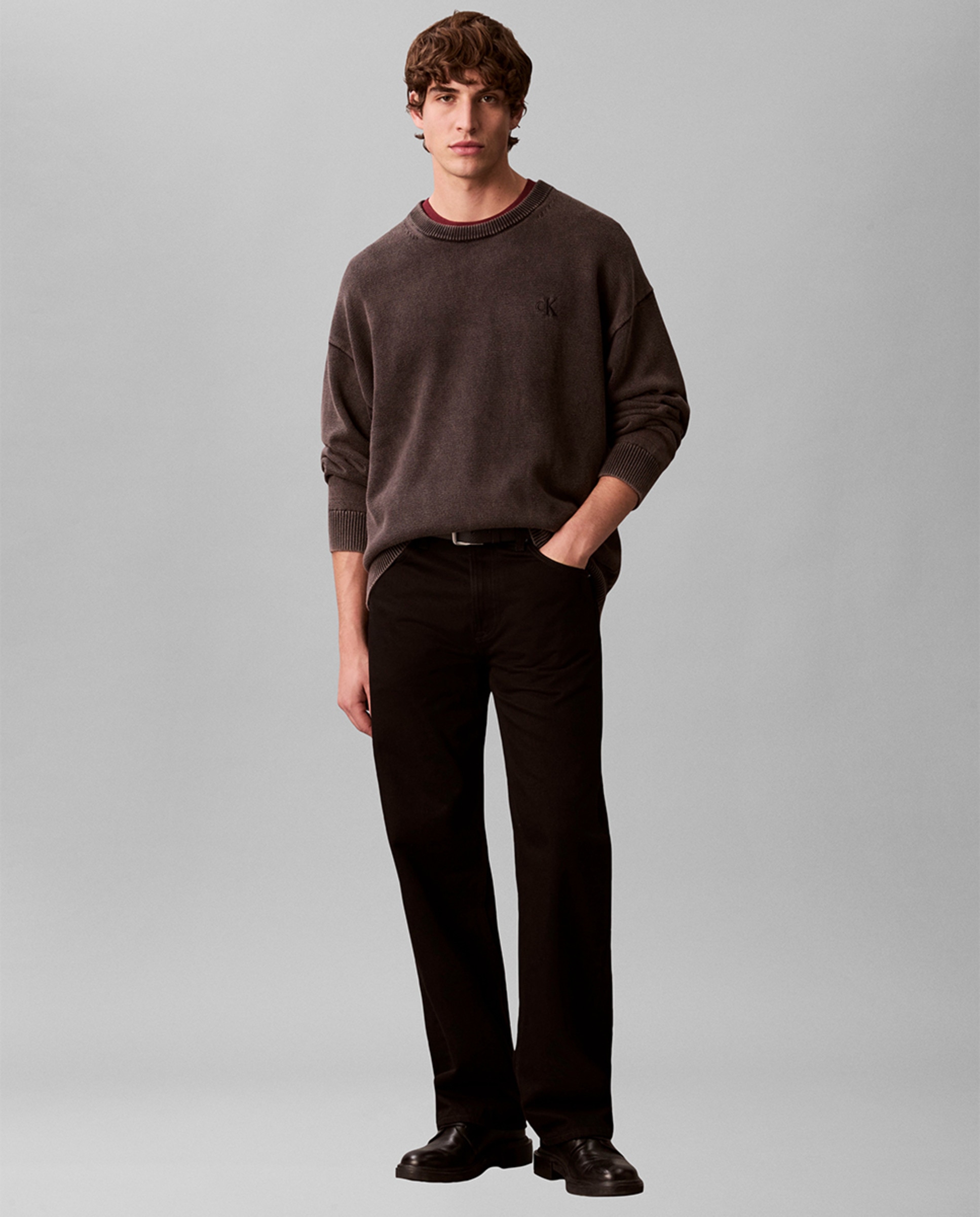 Camisola de Malha Relaxed com Gola Redonda Preto-7