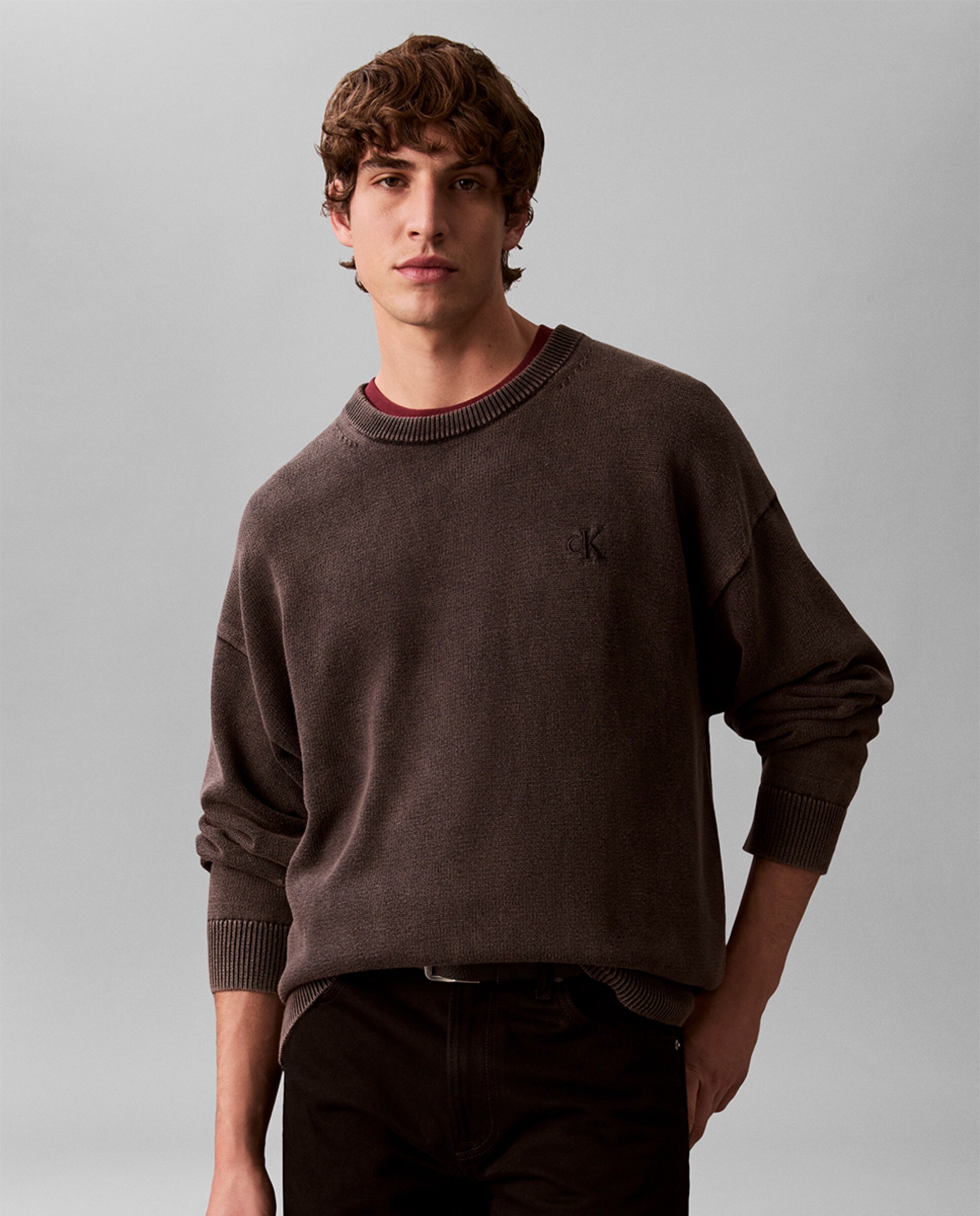 Camisola de Malha Relaxed com Gola Redonda Preto-5