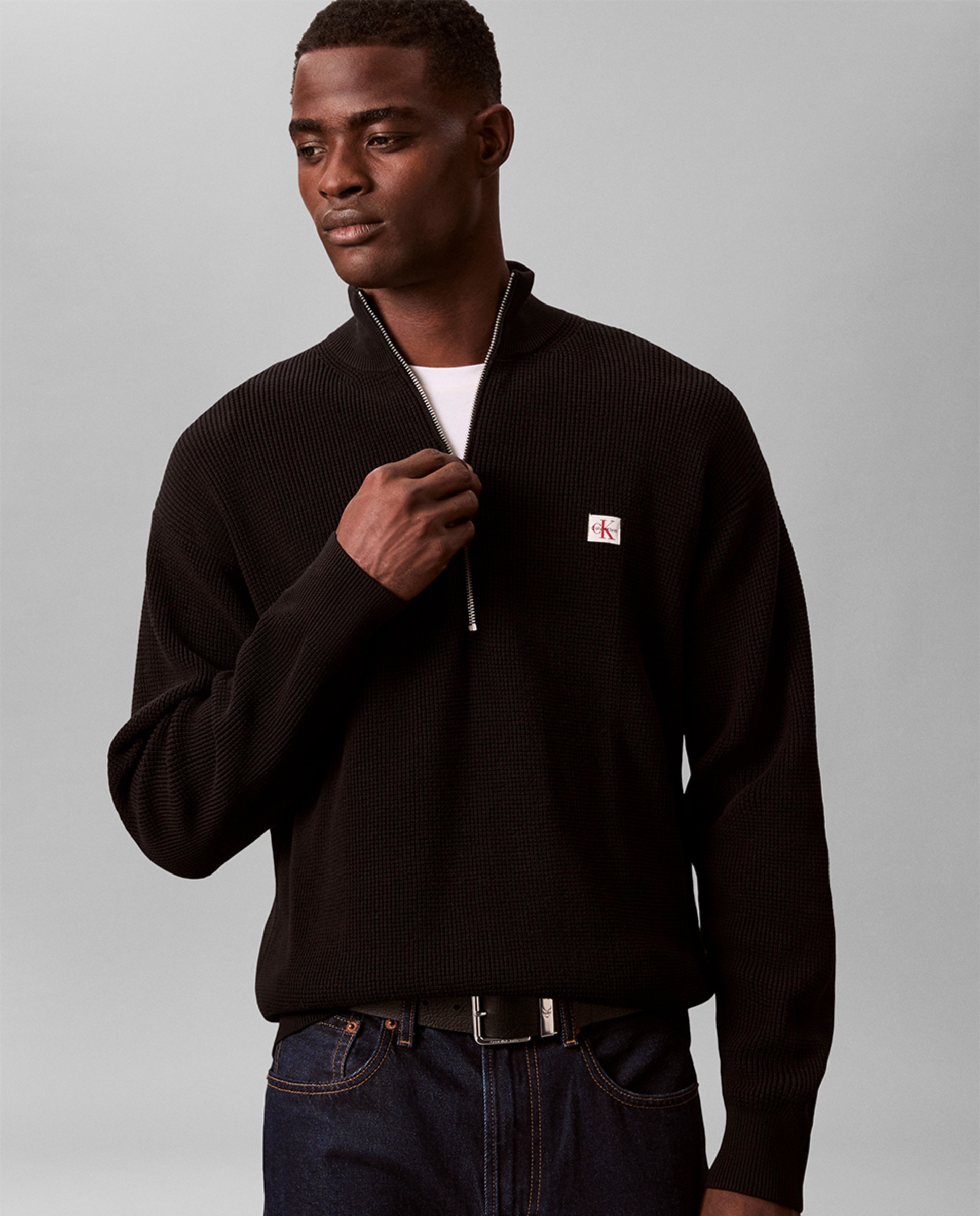 Camisola de Malha Waffle com Logótipo Preto-4