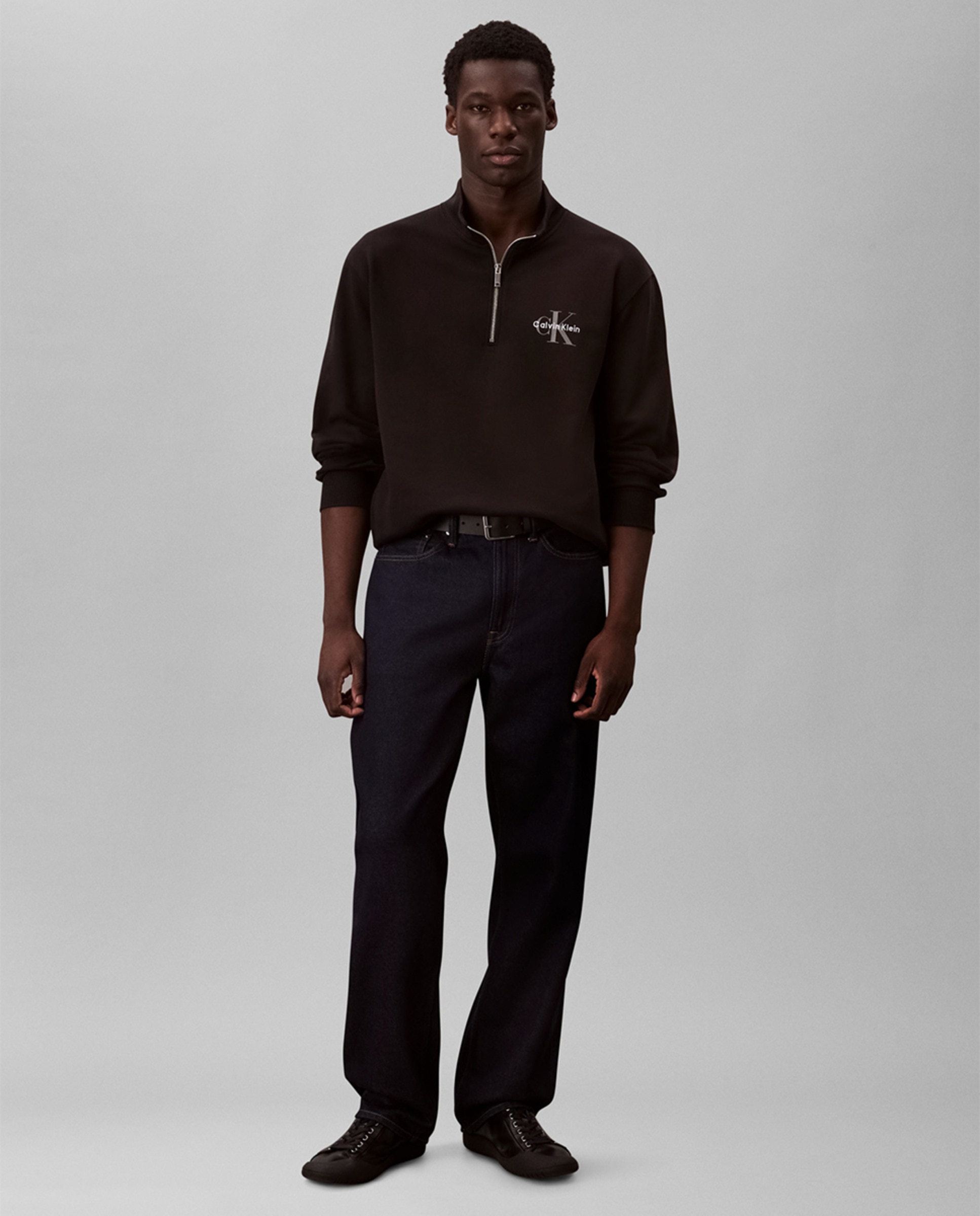 Sweatshirt com Meio Fecho de Correr Preto-5