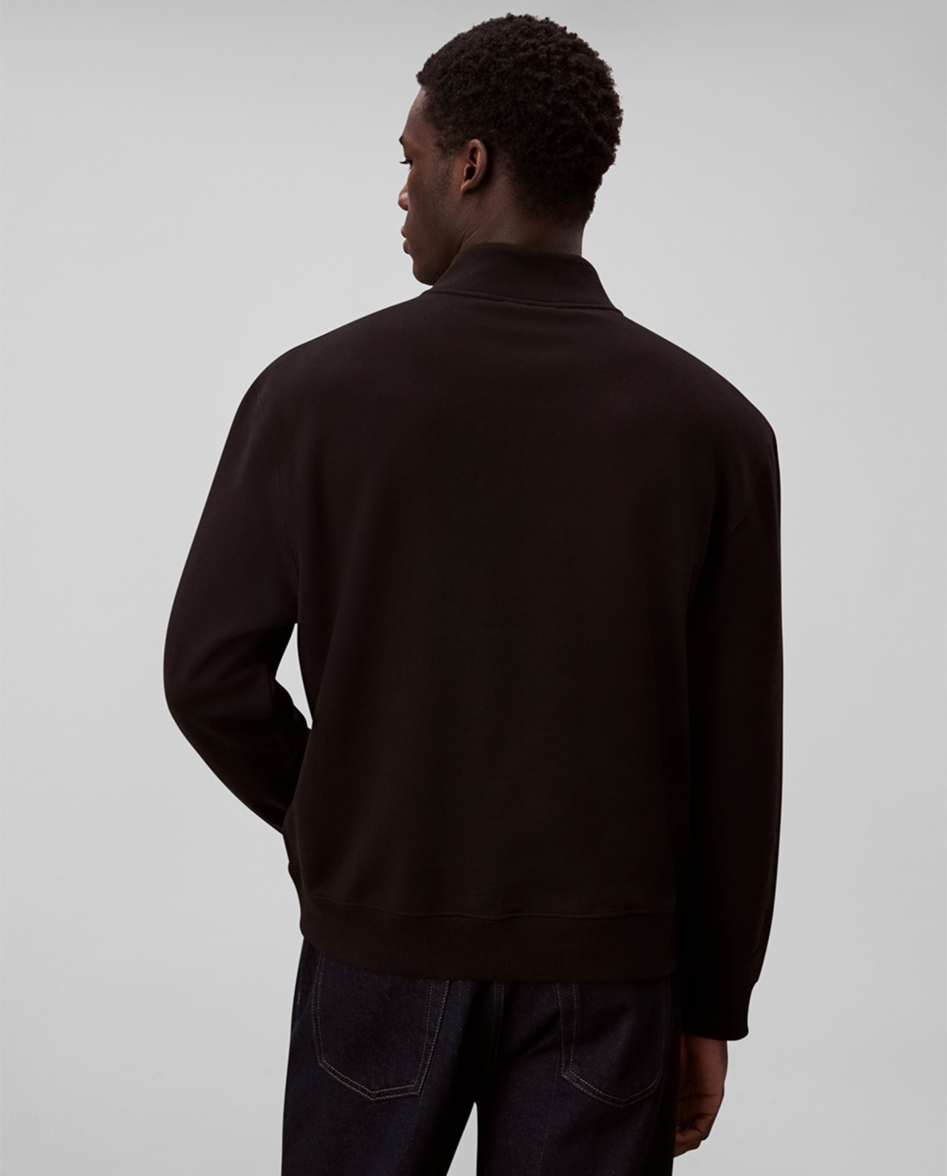 Sweatshirt com Meio Fecho de Correr Preto-2