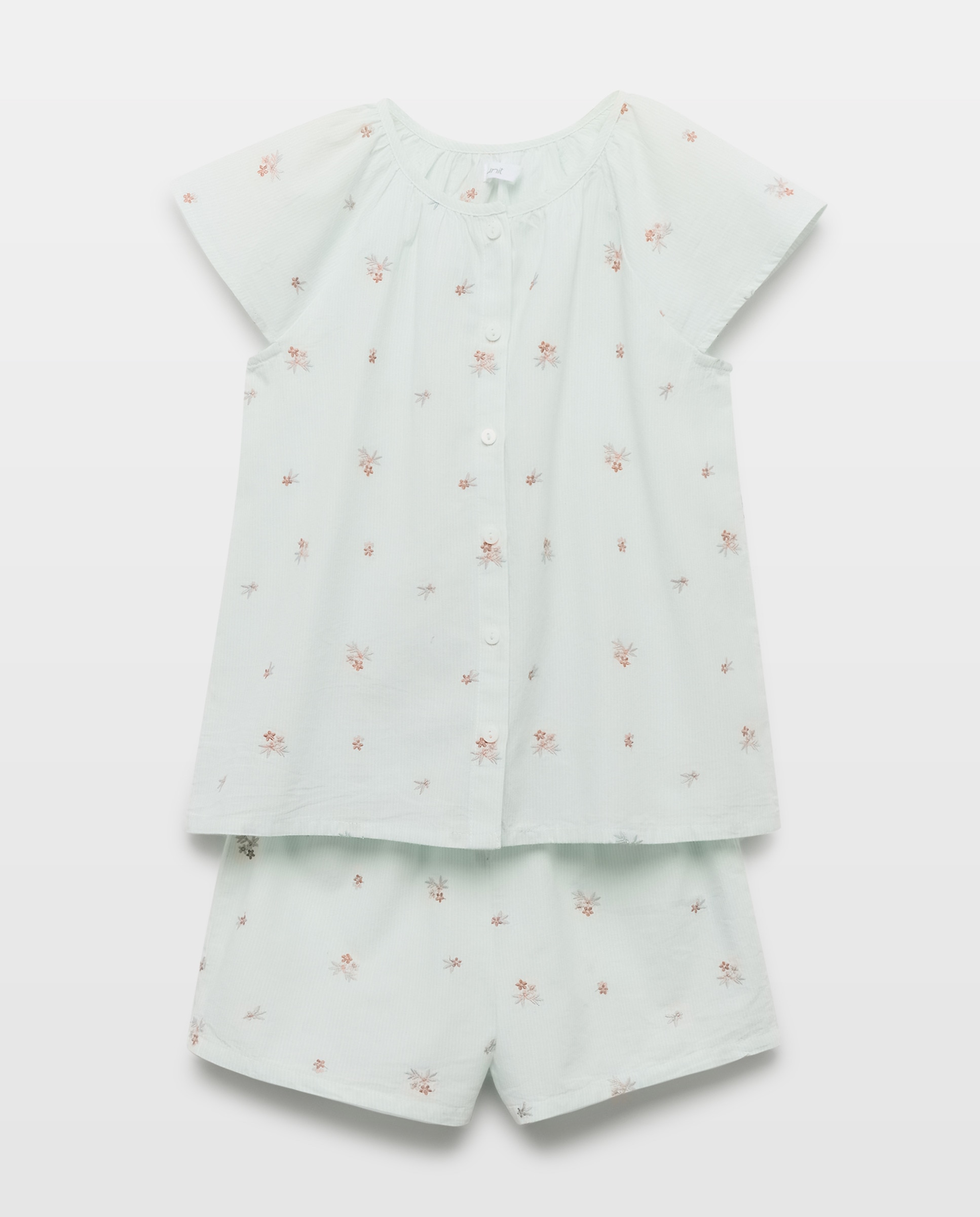 Imagen 0 de Pijama de niña de popelín corto con bordados