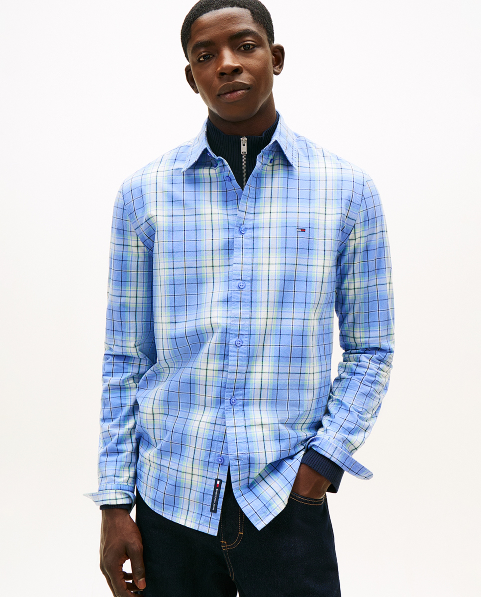 Imagem 0 de Camisa Regular Fit de Popelina aos Quadrados
