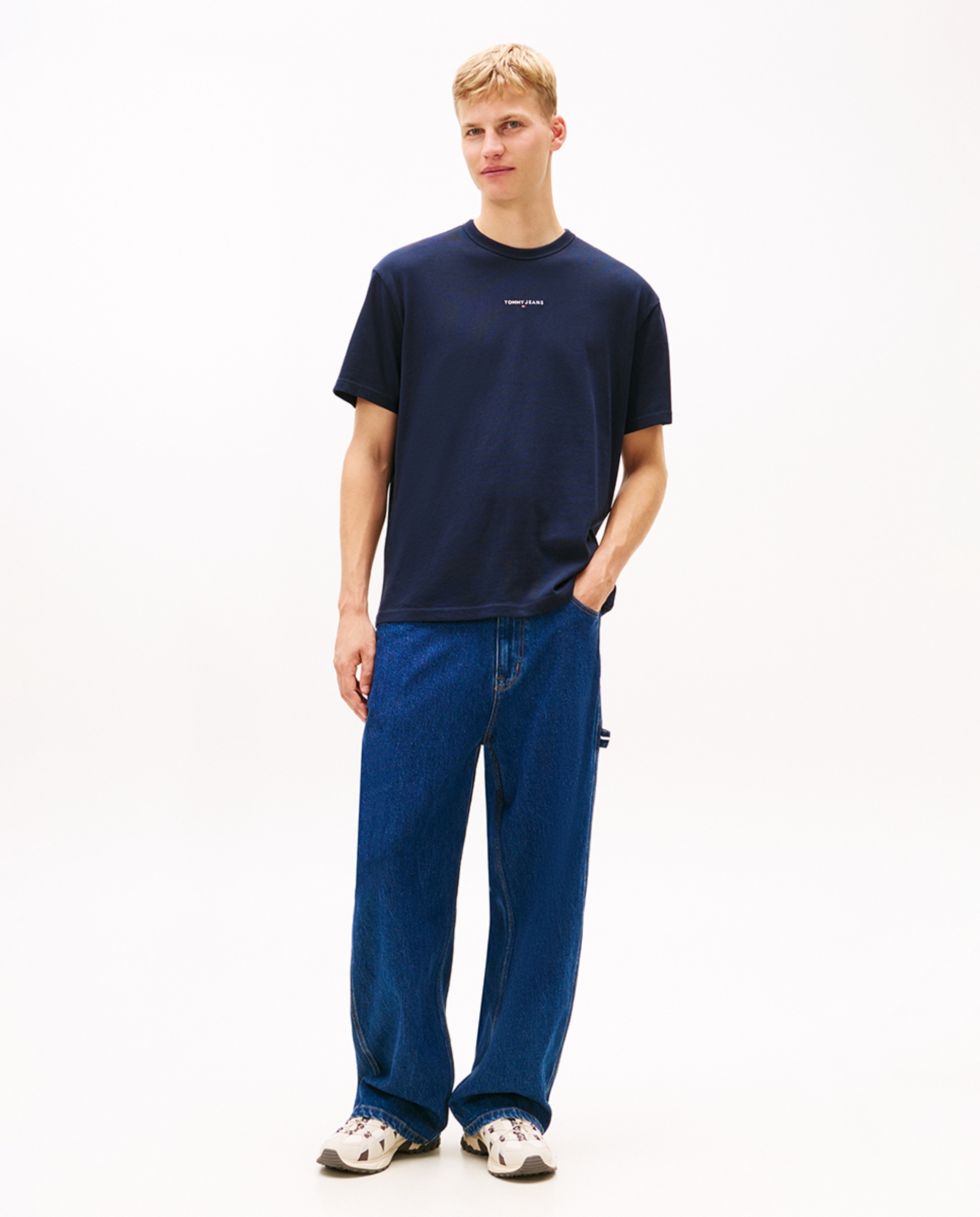 T-shirt Relaxed Fit com Manga Curta Azul-marinho-5