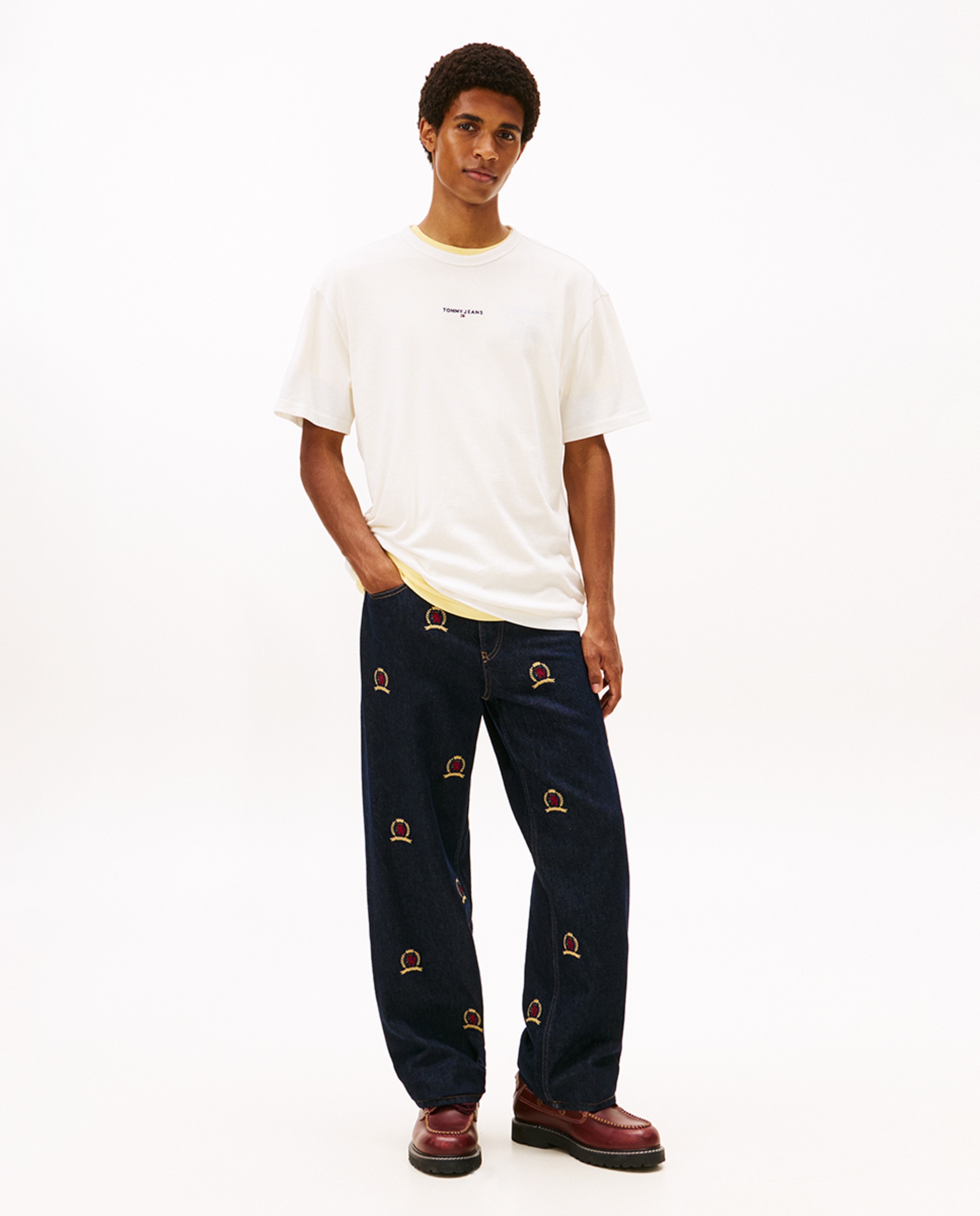 T-shirt Relaxed Fit com Manga Curta Branco-6