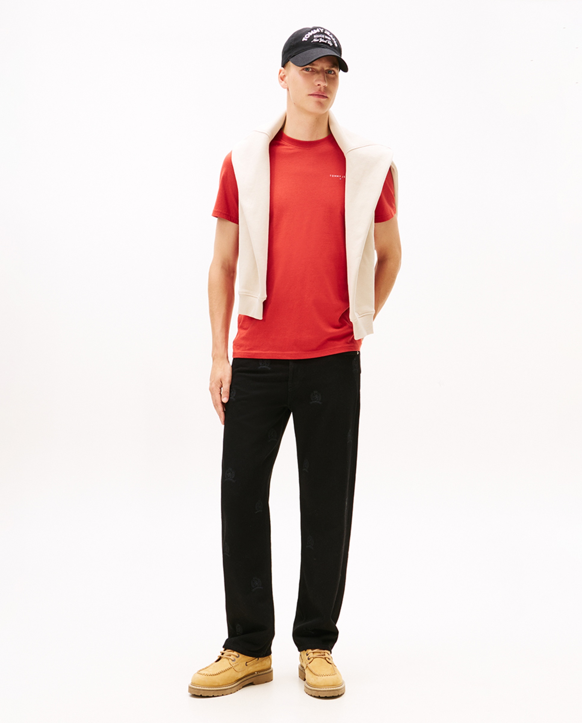 T-shirt Slim Fit com Manga Curta Vermelho-5