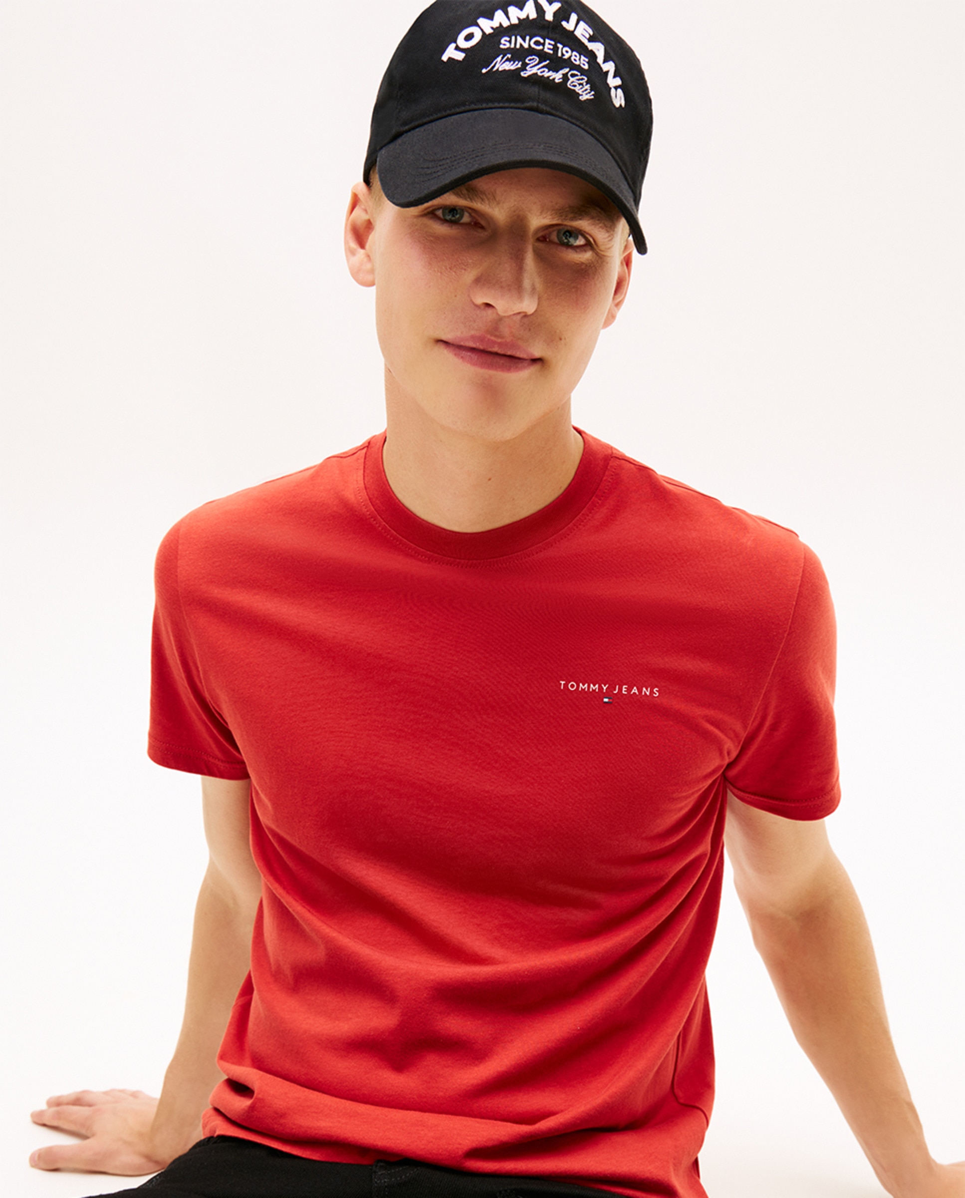 T-shirt Slim Fit com Manga Curta Vermelho-3