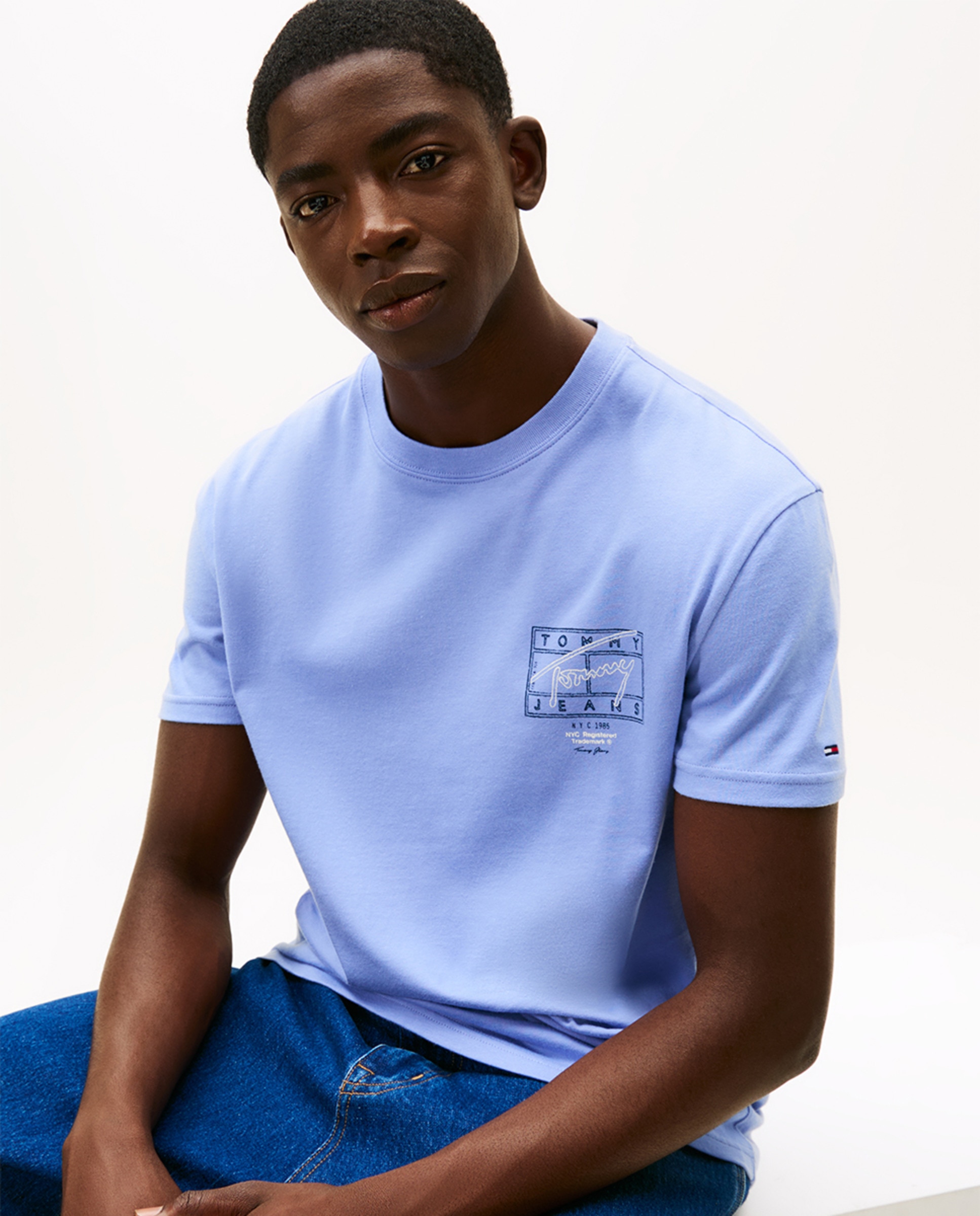 T-shirt Regular Fit de Manga Curta Azul-claro-3