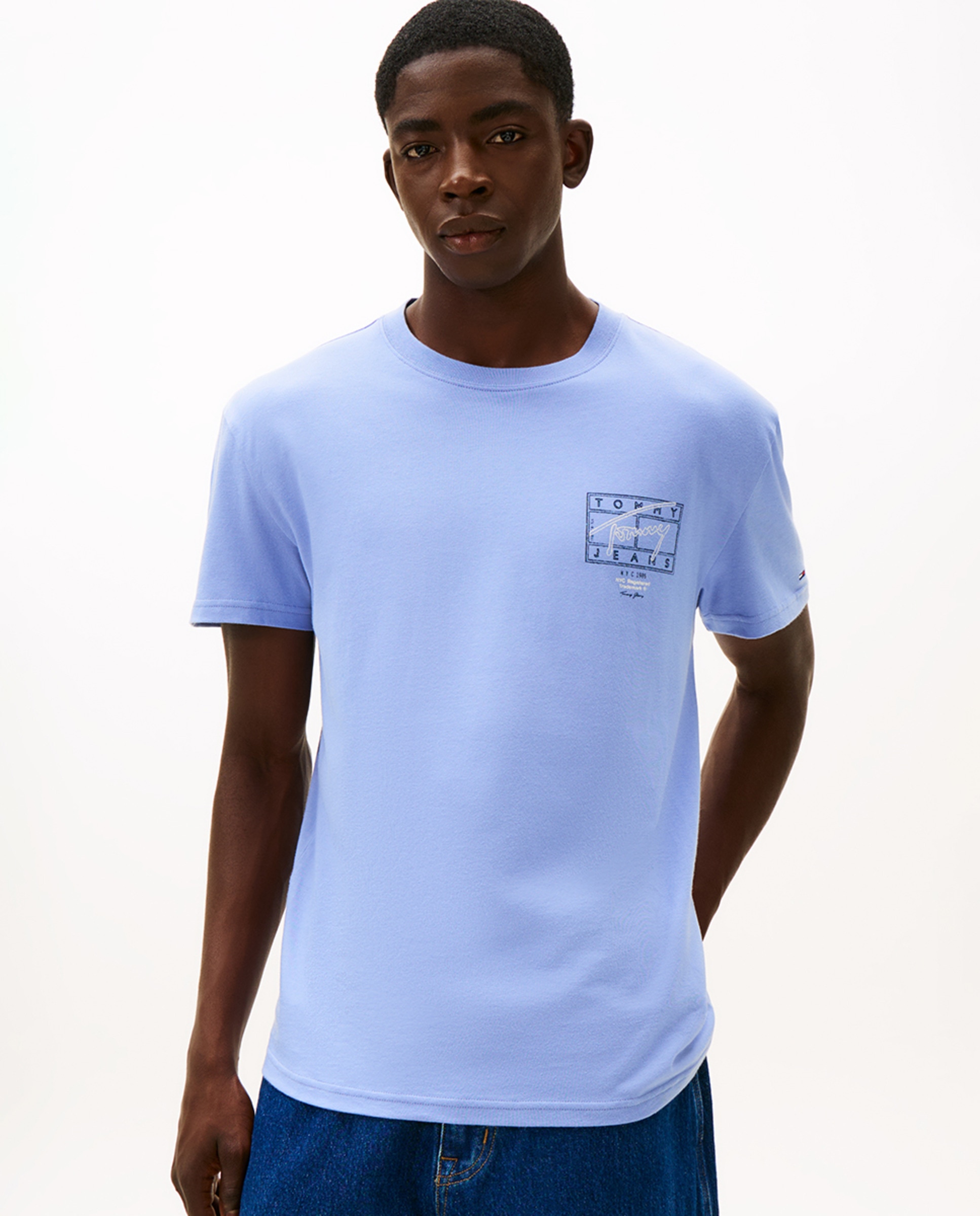 T-shirt Regular Fit de Manga Curta Azul-claro-1