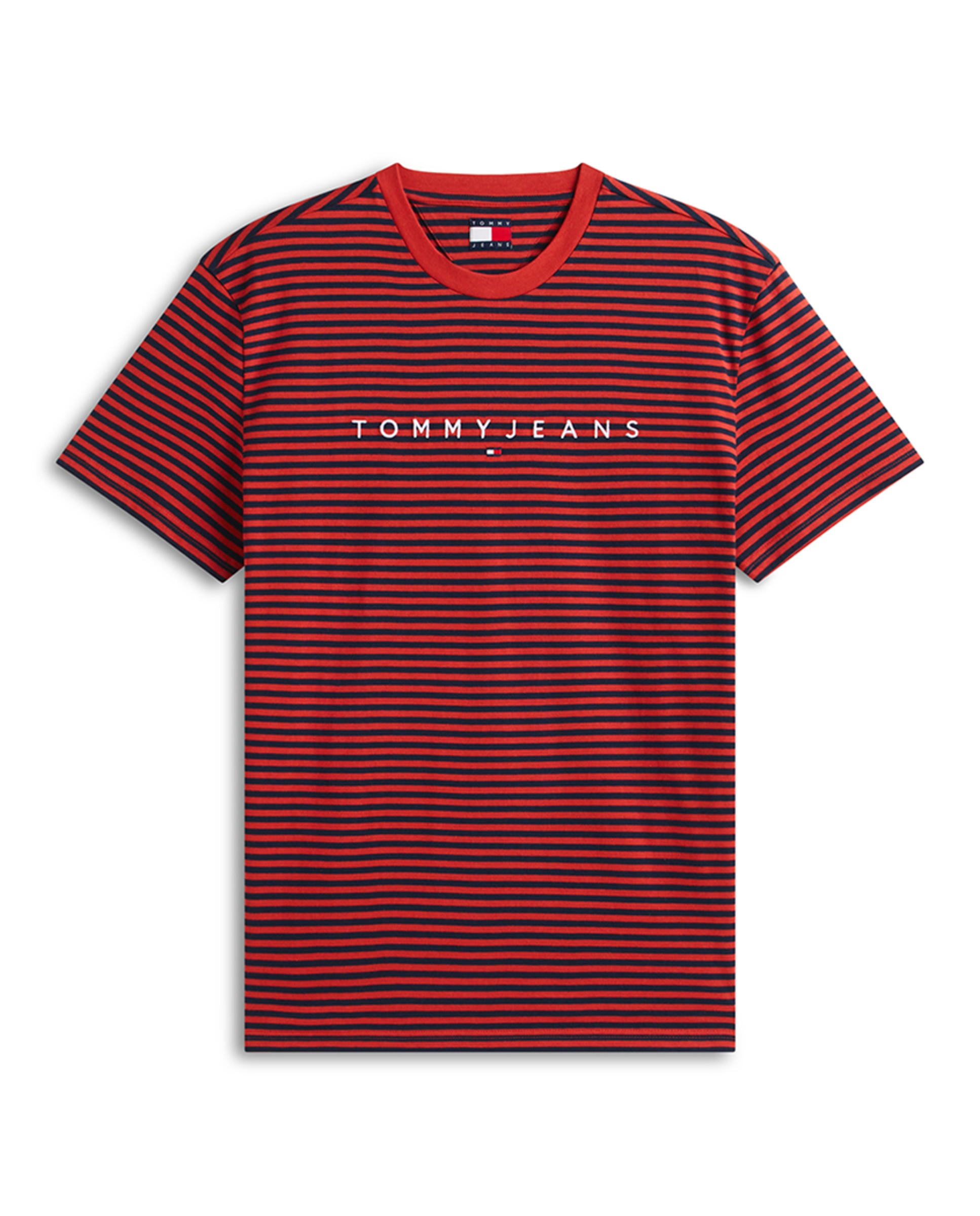 T-shirt às riscas com manga curta Vermelho-4