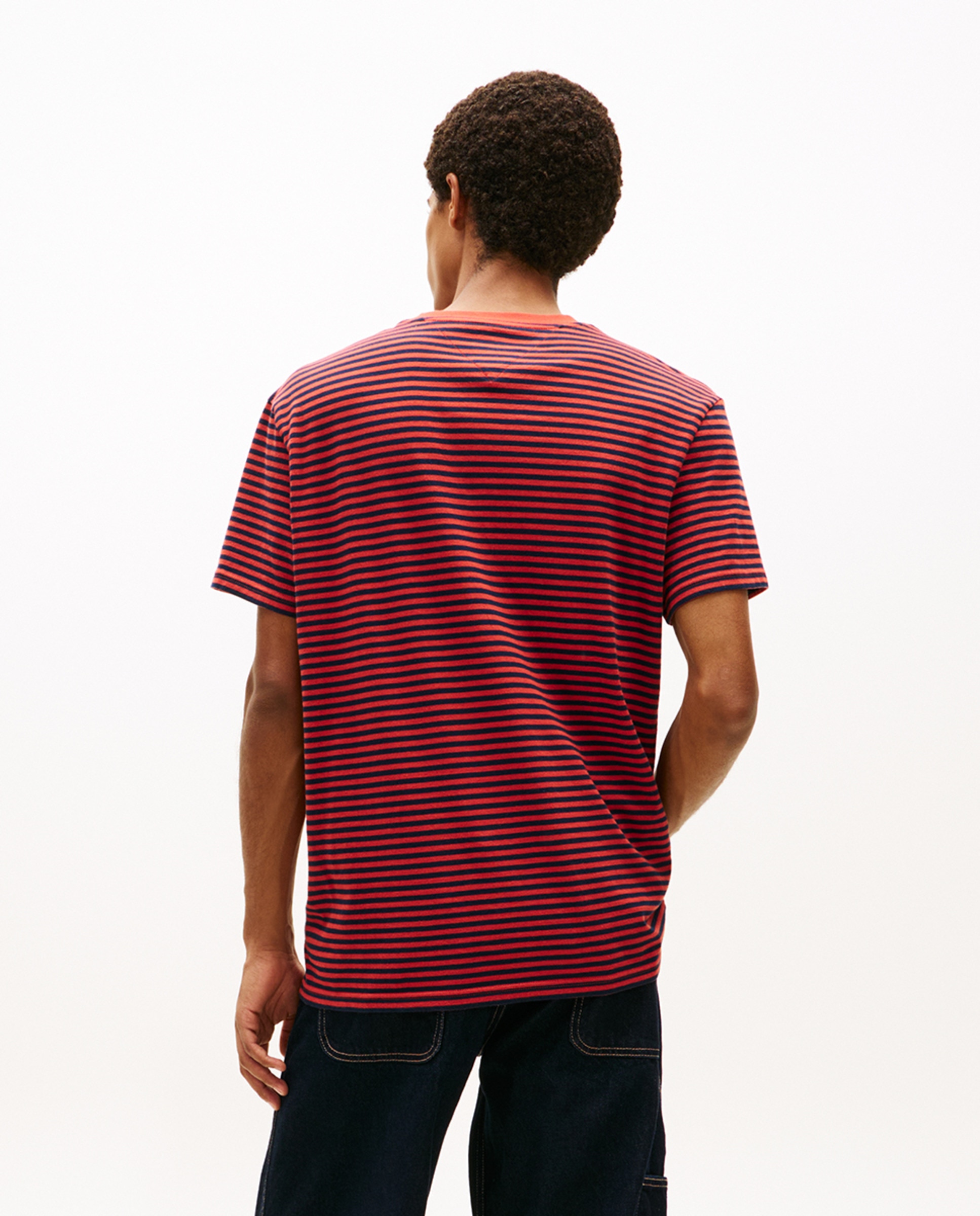 T-shirt às riscas com manga curta Vermelho-2
