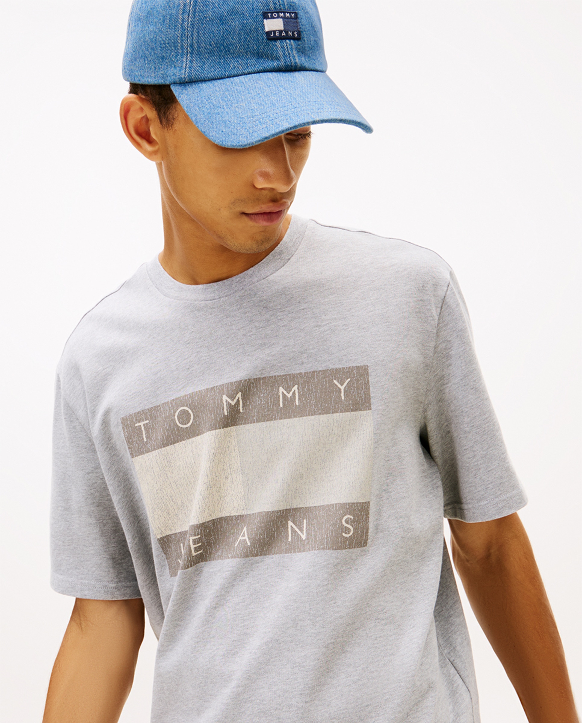 T-shirt 90s Fit com Manga Curta Cinzento-3