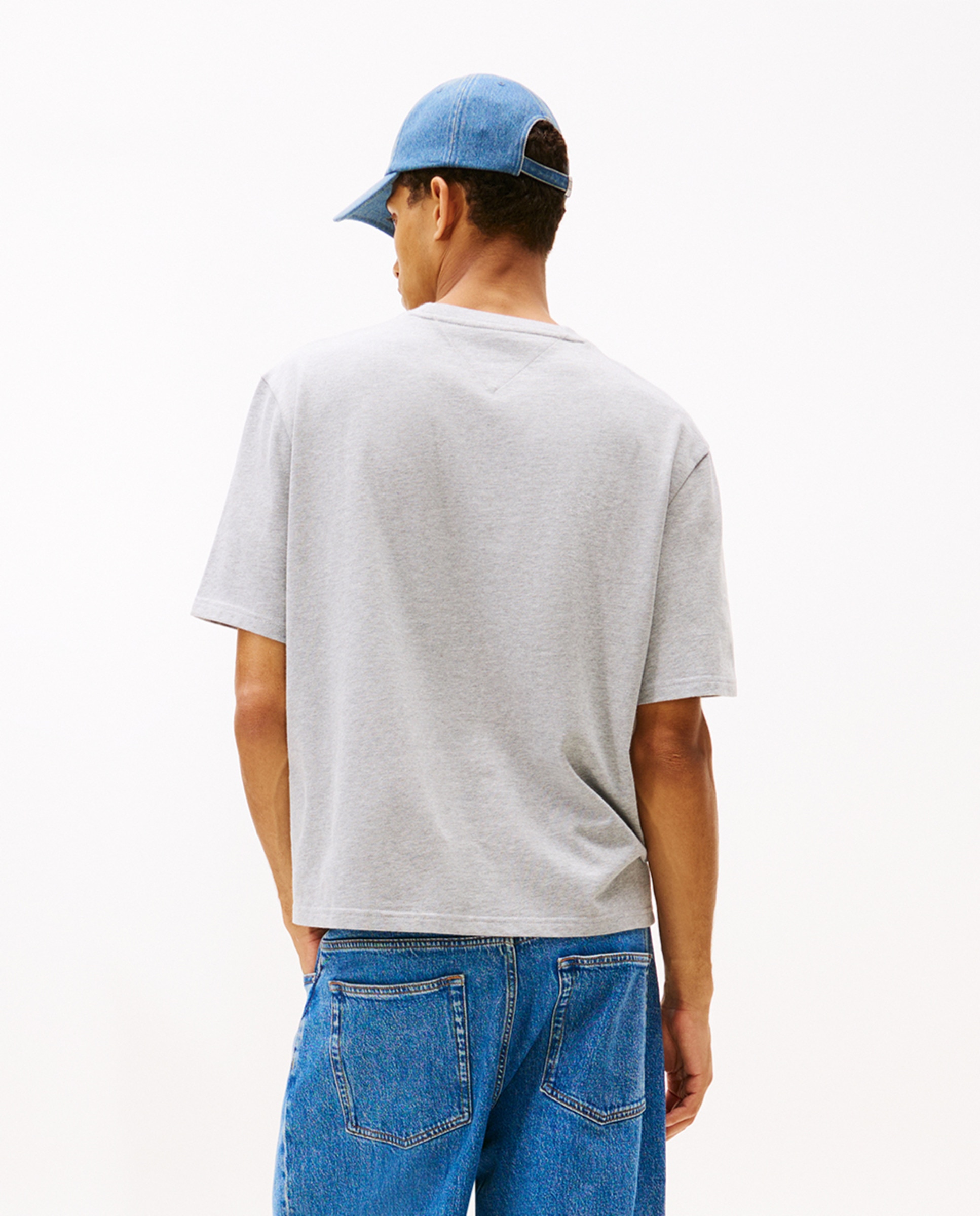 T-shirt 90s Fit com Manga Curta Cinzento-2