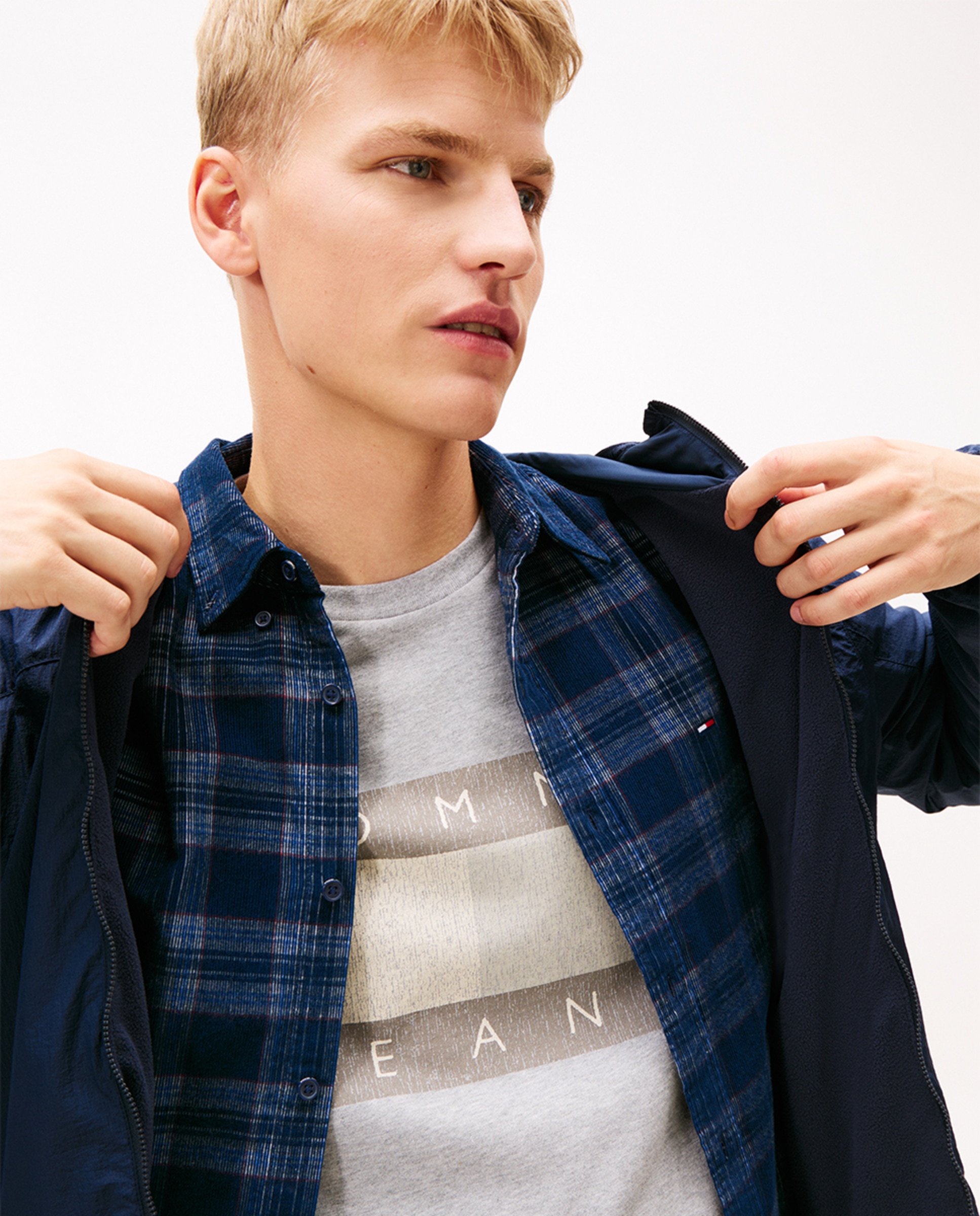 Corta-Vento Relaxed Fit com Capuz Azul-marinho-3