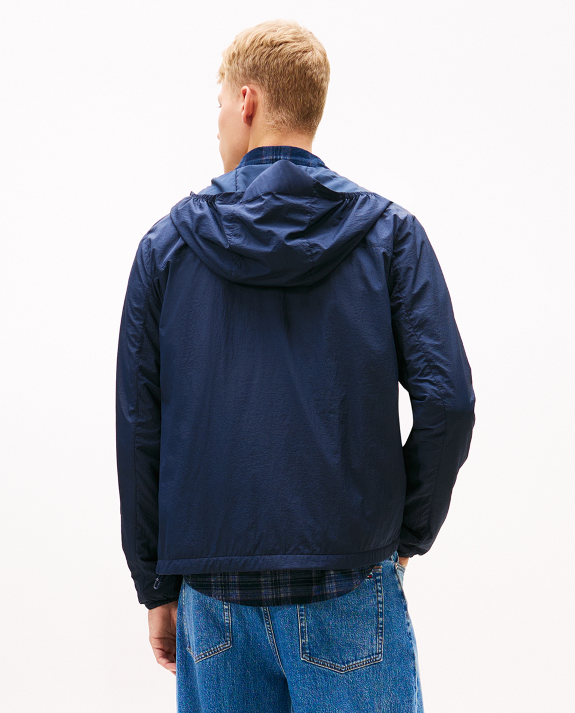 Corta-Vento Relaxed Fit com Capuz Azul-marinho-2